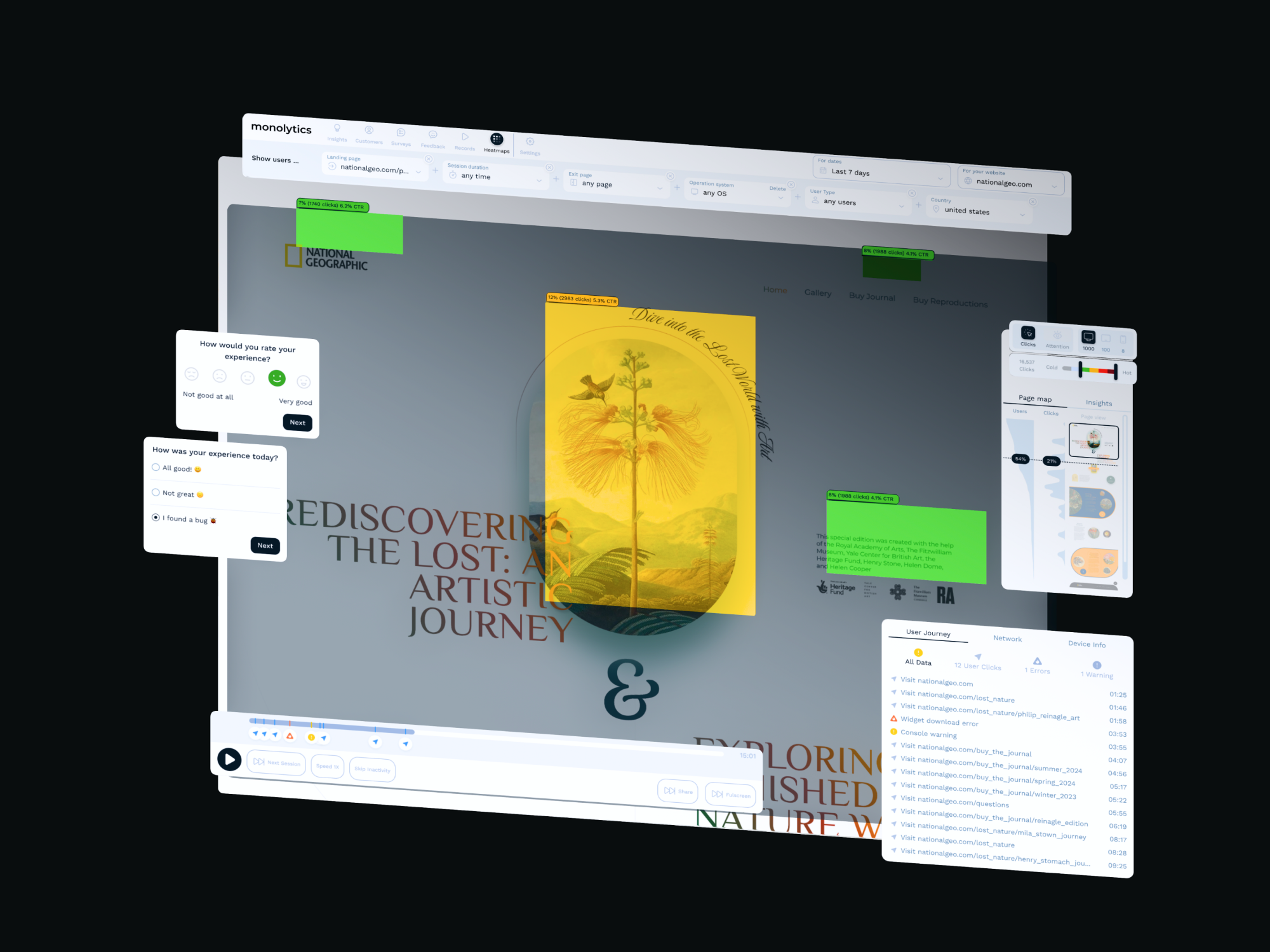 Monolytics - User research platform, Layered isometric 3D visualization