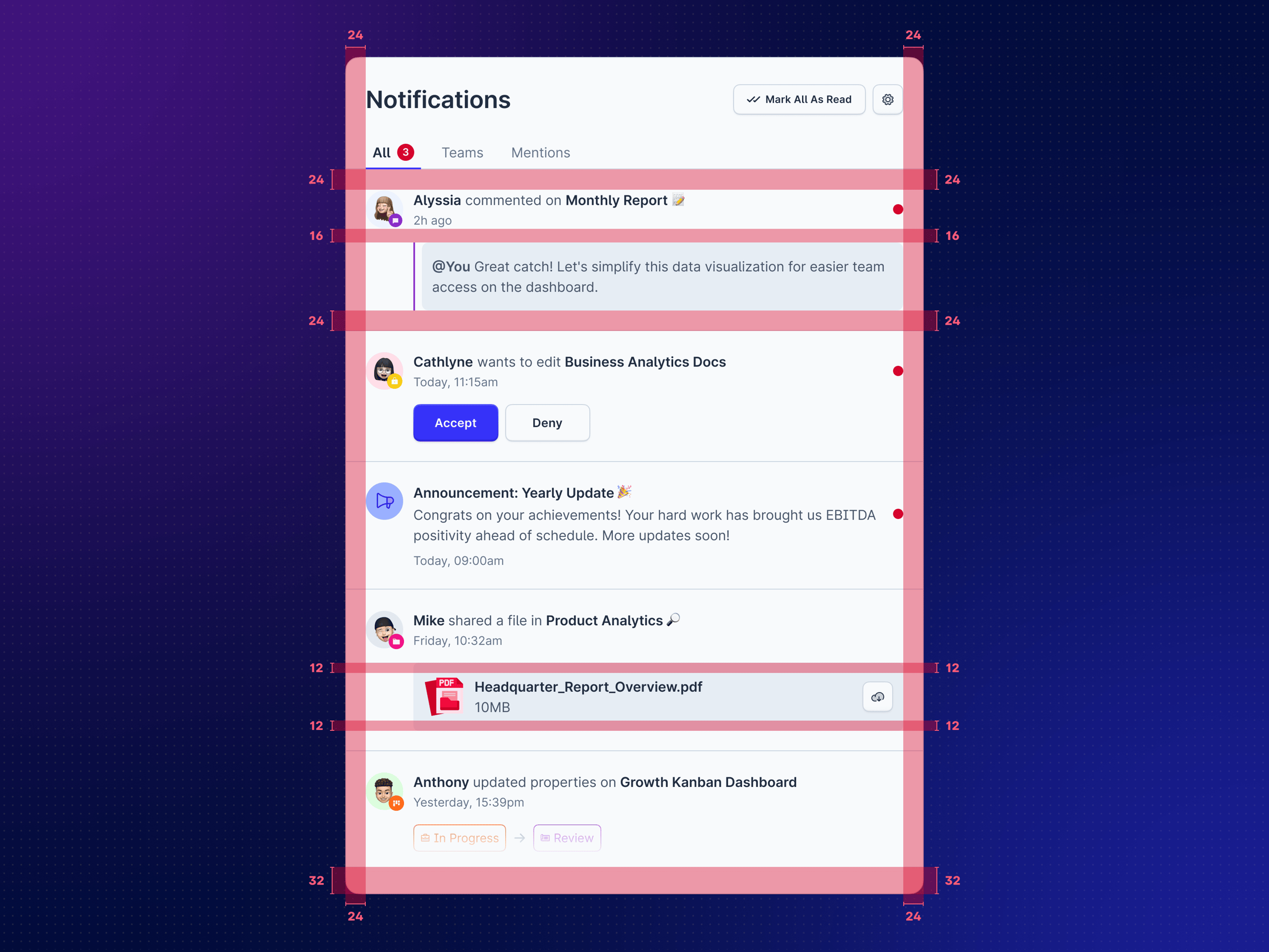 Notification Component - Specs