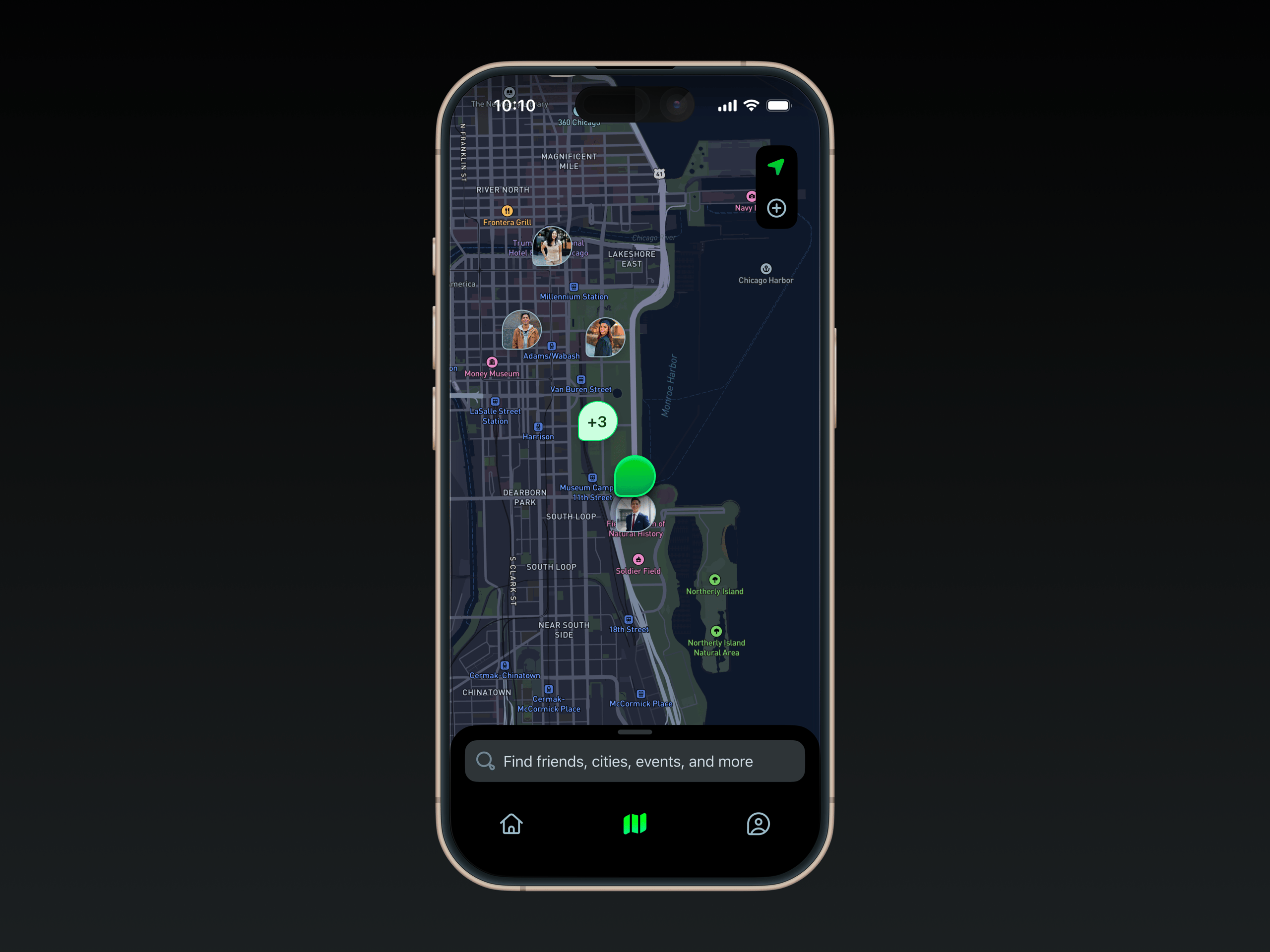  Location Social Media iOS App Map Dark Mode
