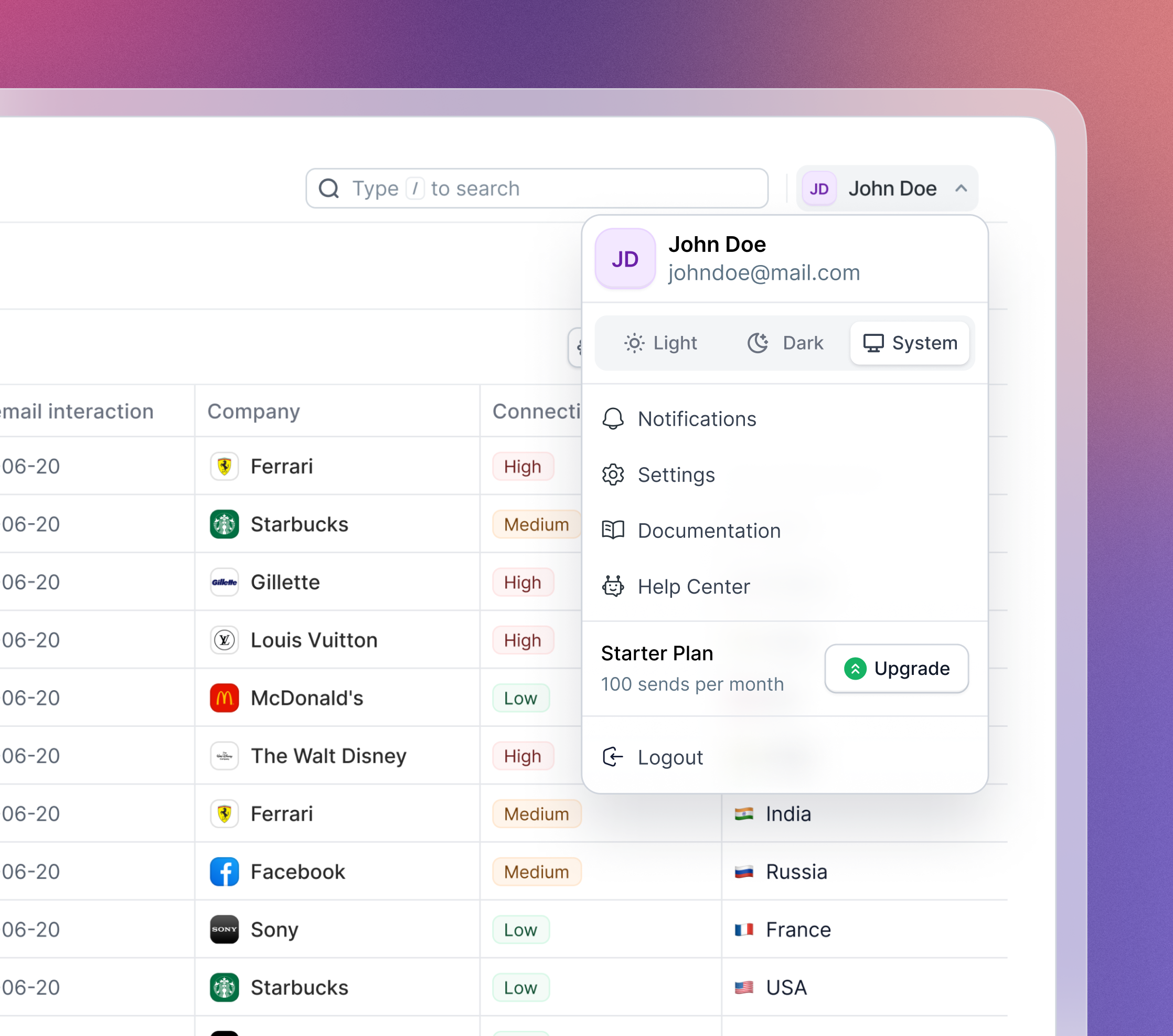 Simple and Functional Profile Dropdown UI for Web Apps