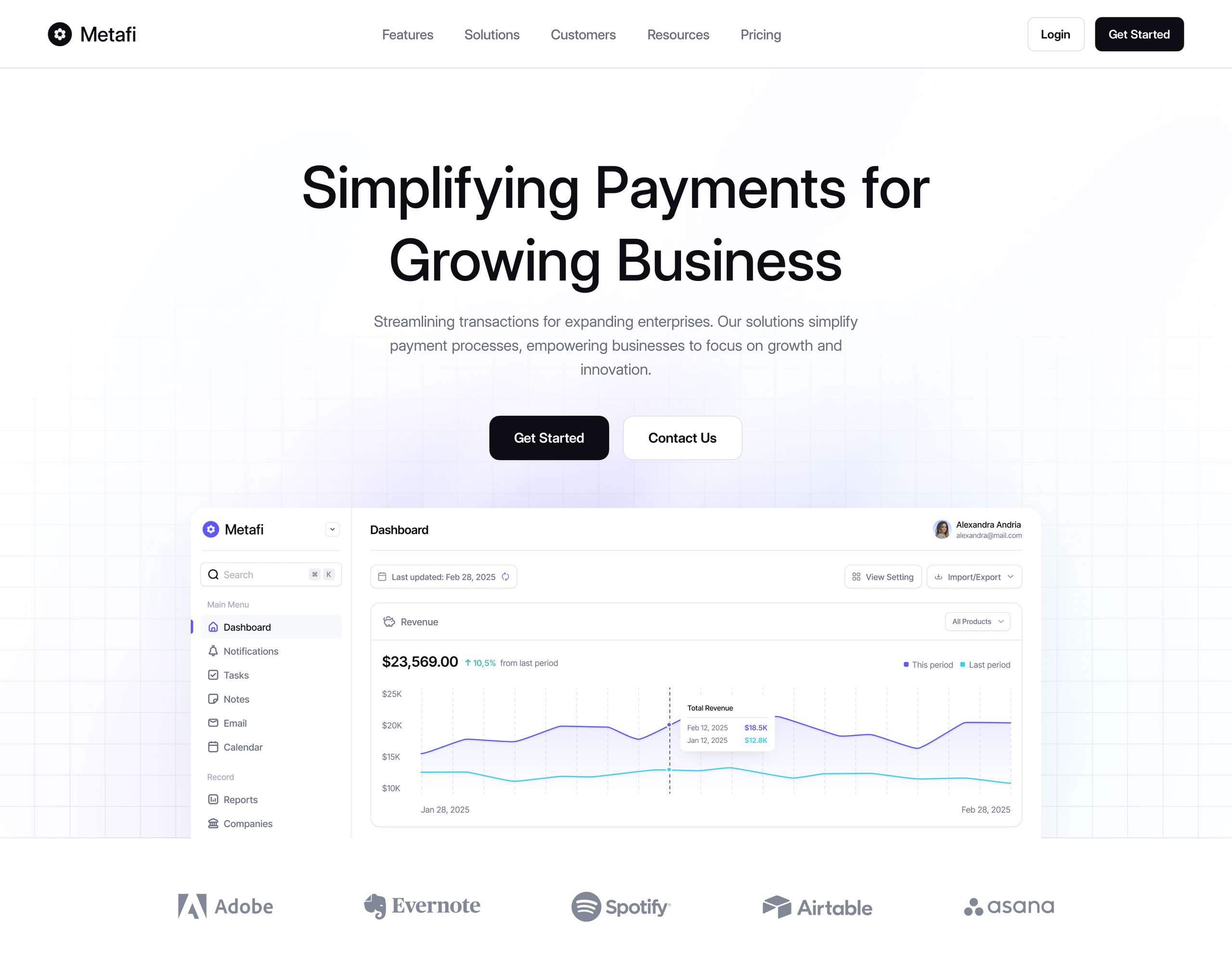 Metafi - SaaS Website