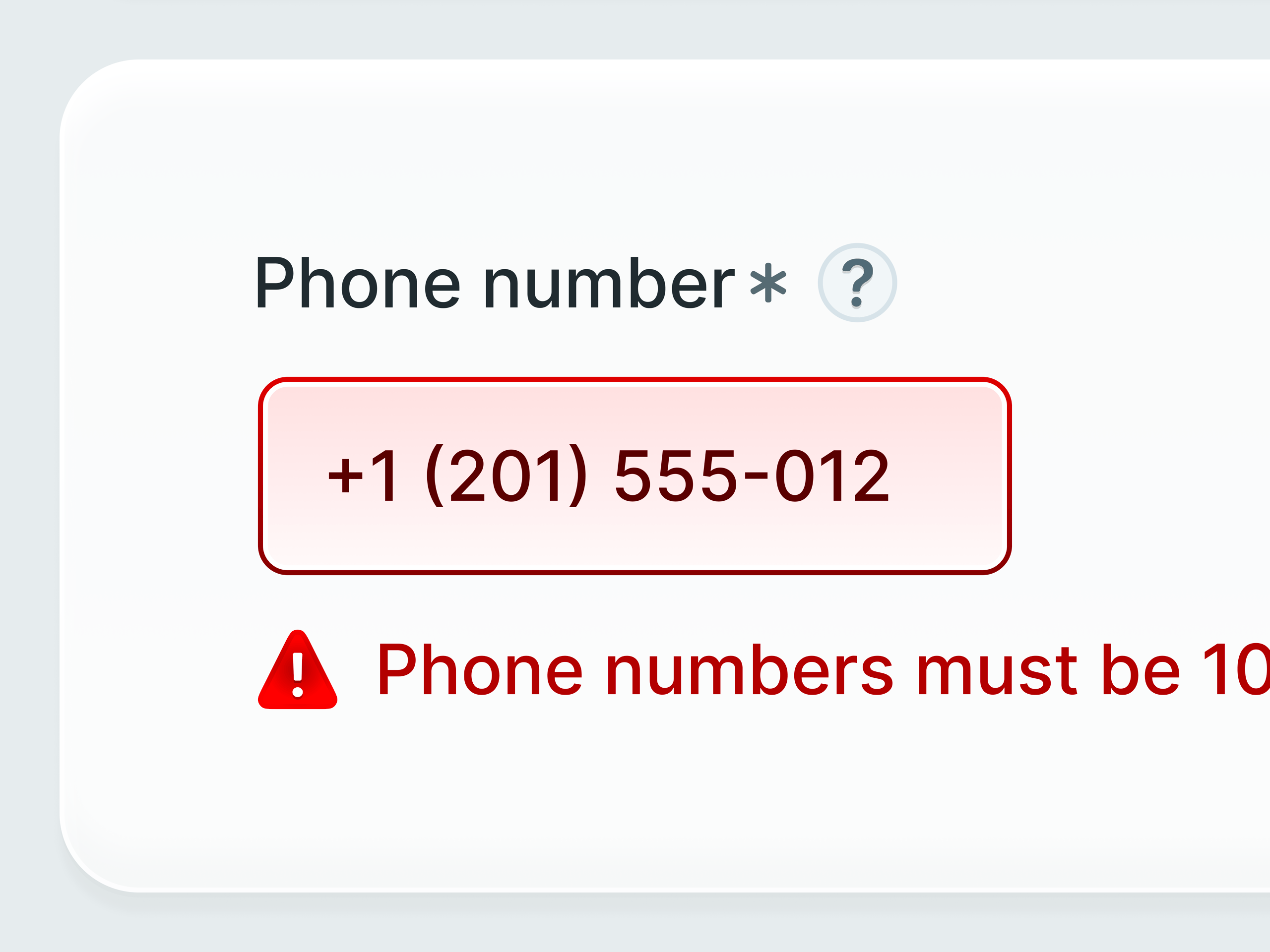 Phone Number Input Error State