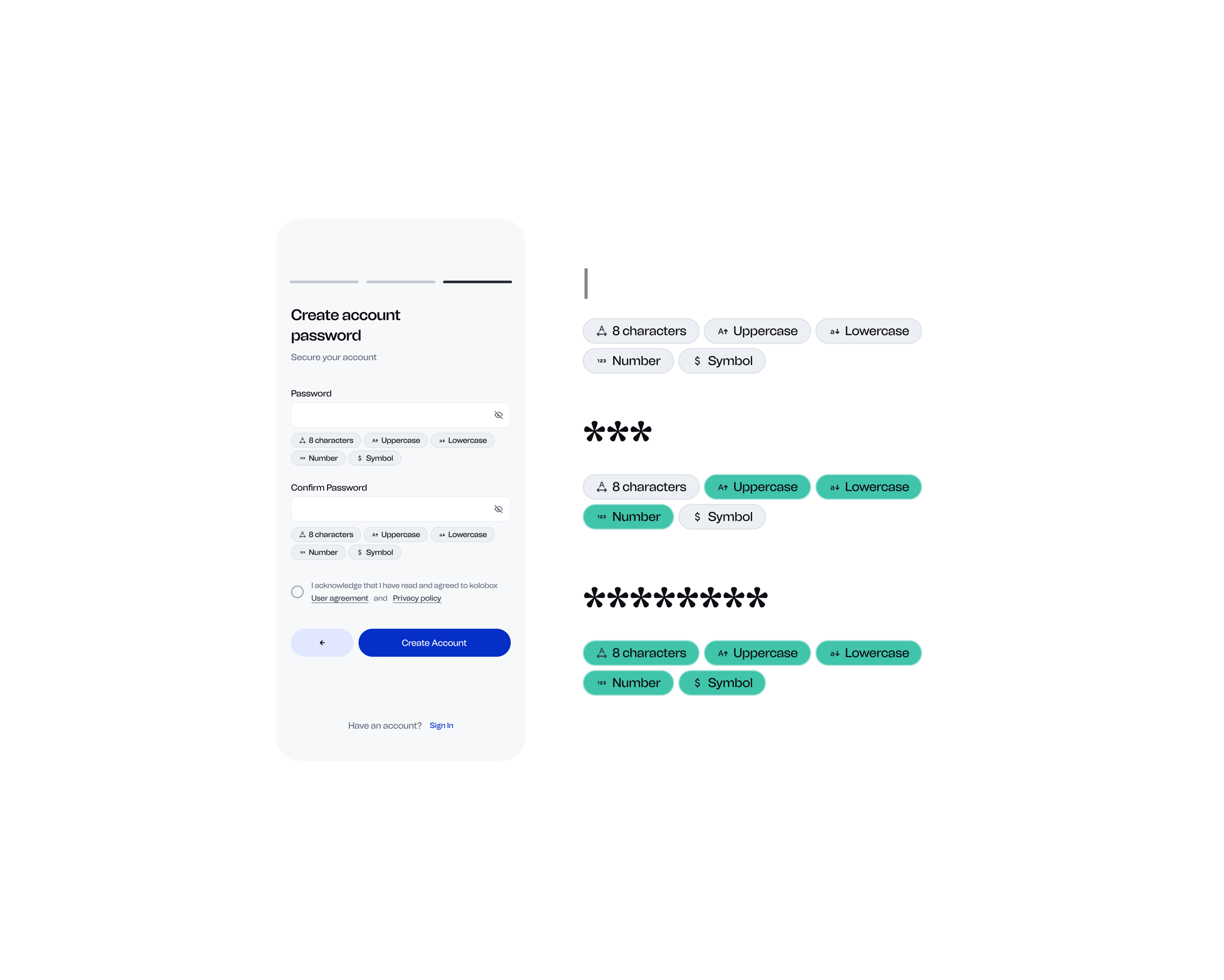 Password confirmation UI