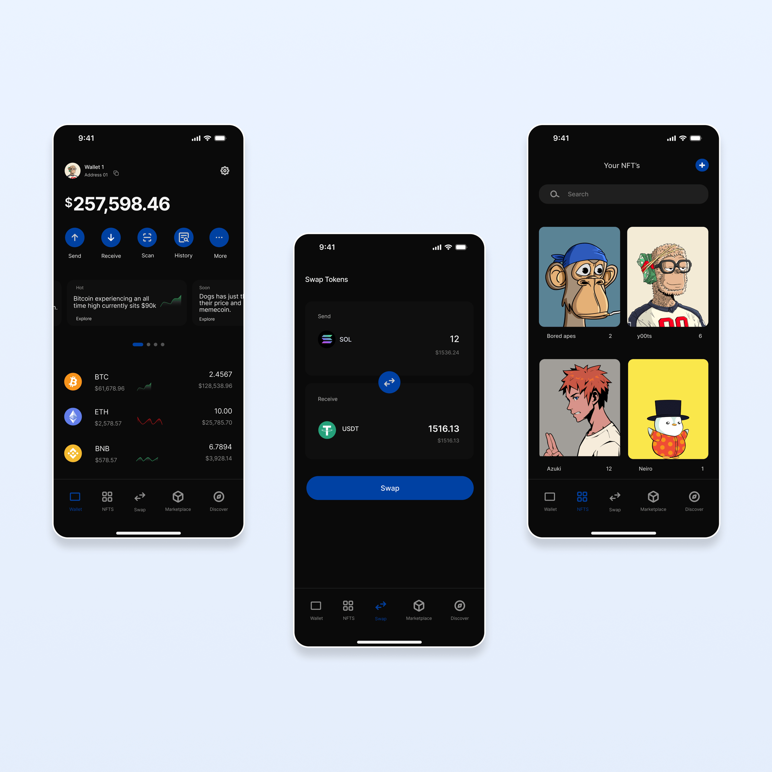 Crypto wallet UI
