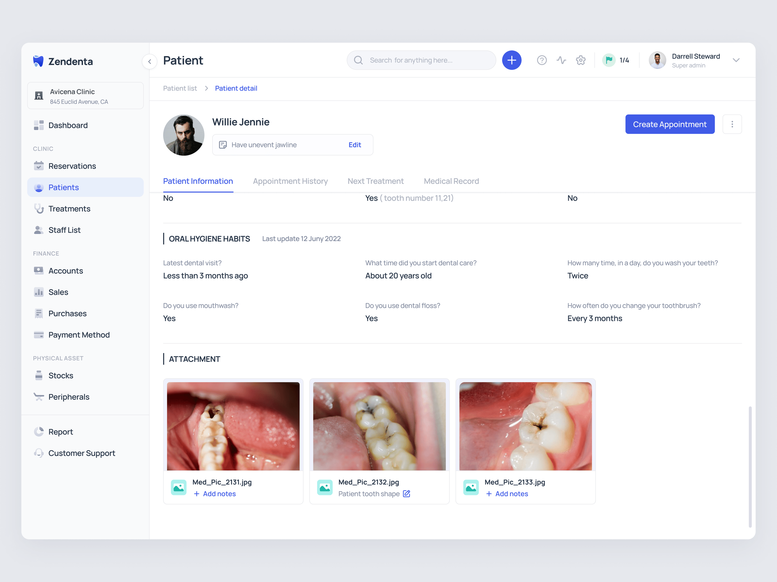 Zendenta - Patient Details in SaaS Dental Clinic