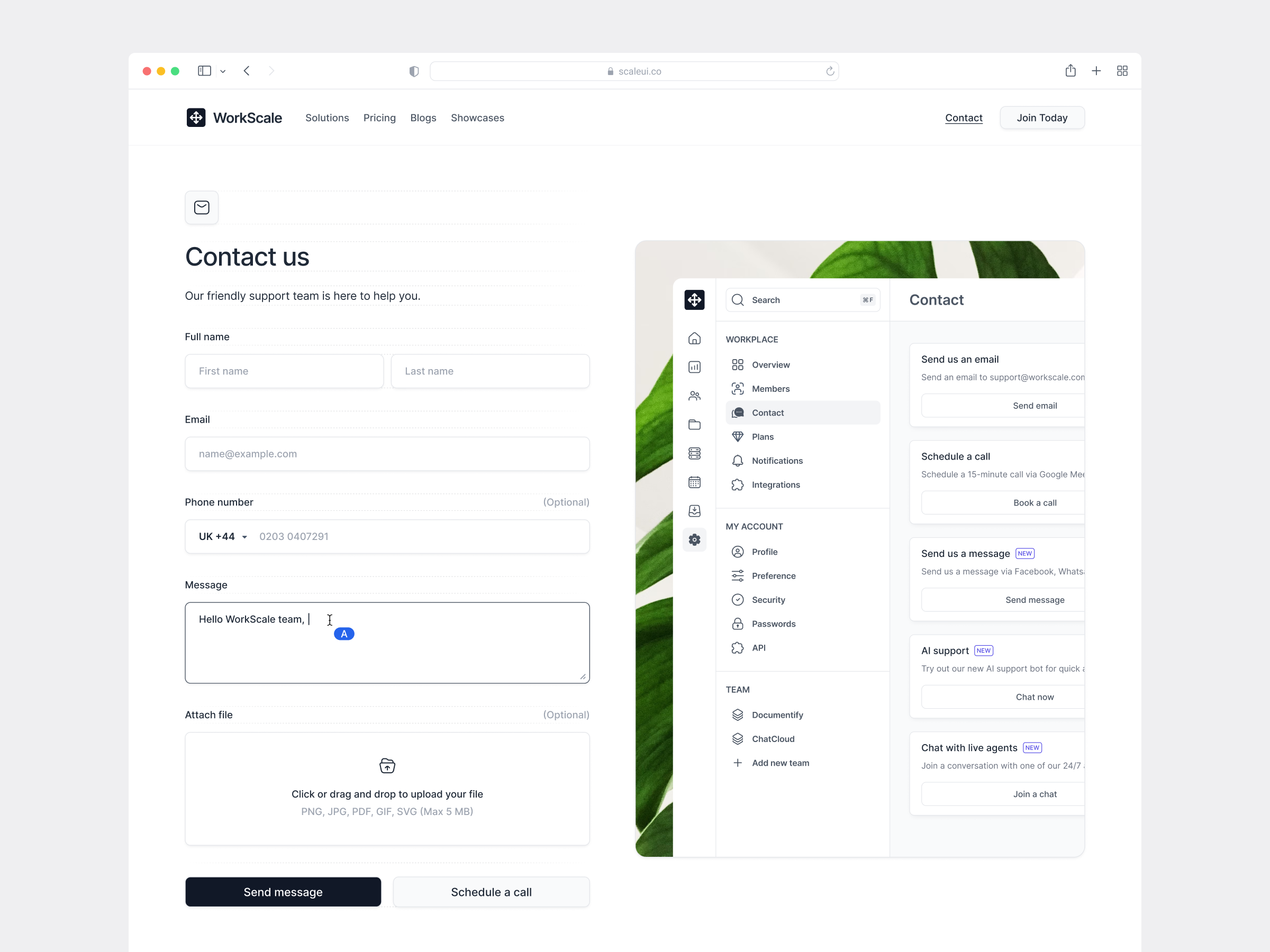Contact Us Form/Page