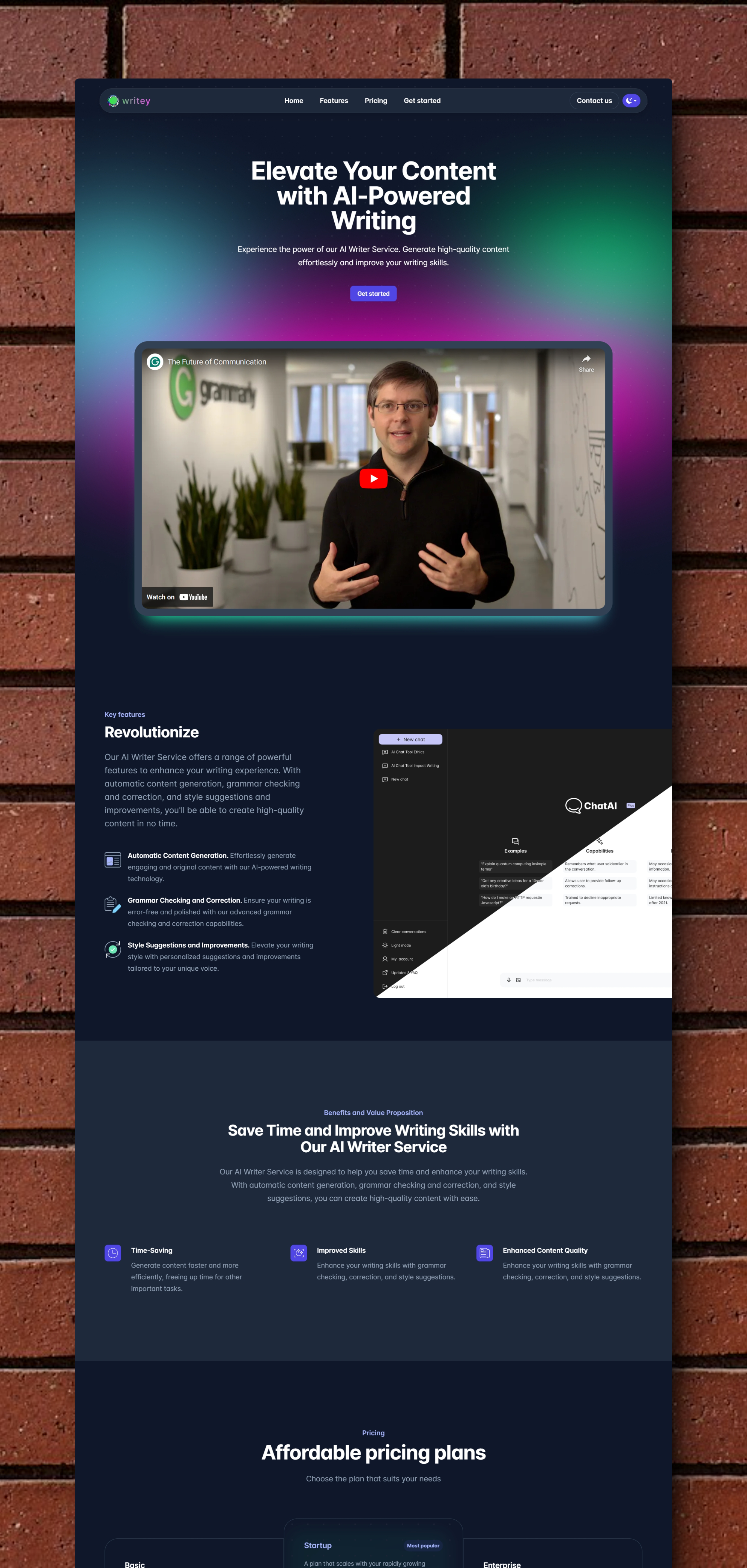 Transform your AI writing service with Writey - the ultimate HTML landing page template. Stunning design, powerful features, global reach.

