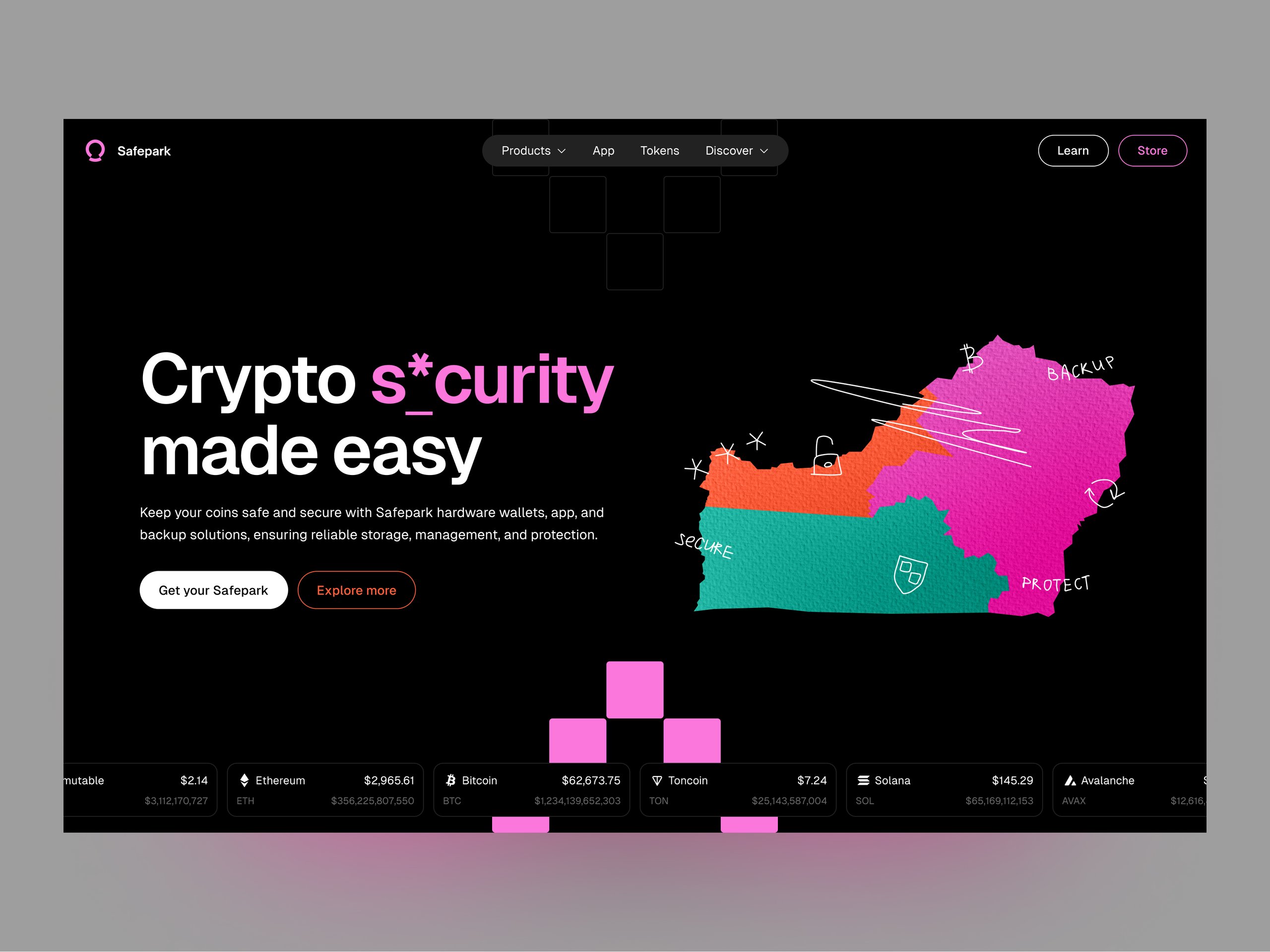 safepark: hardware wallet, web3, crypto, app, dashboard