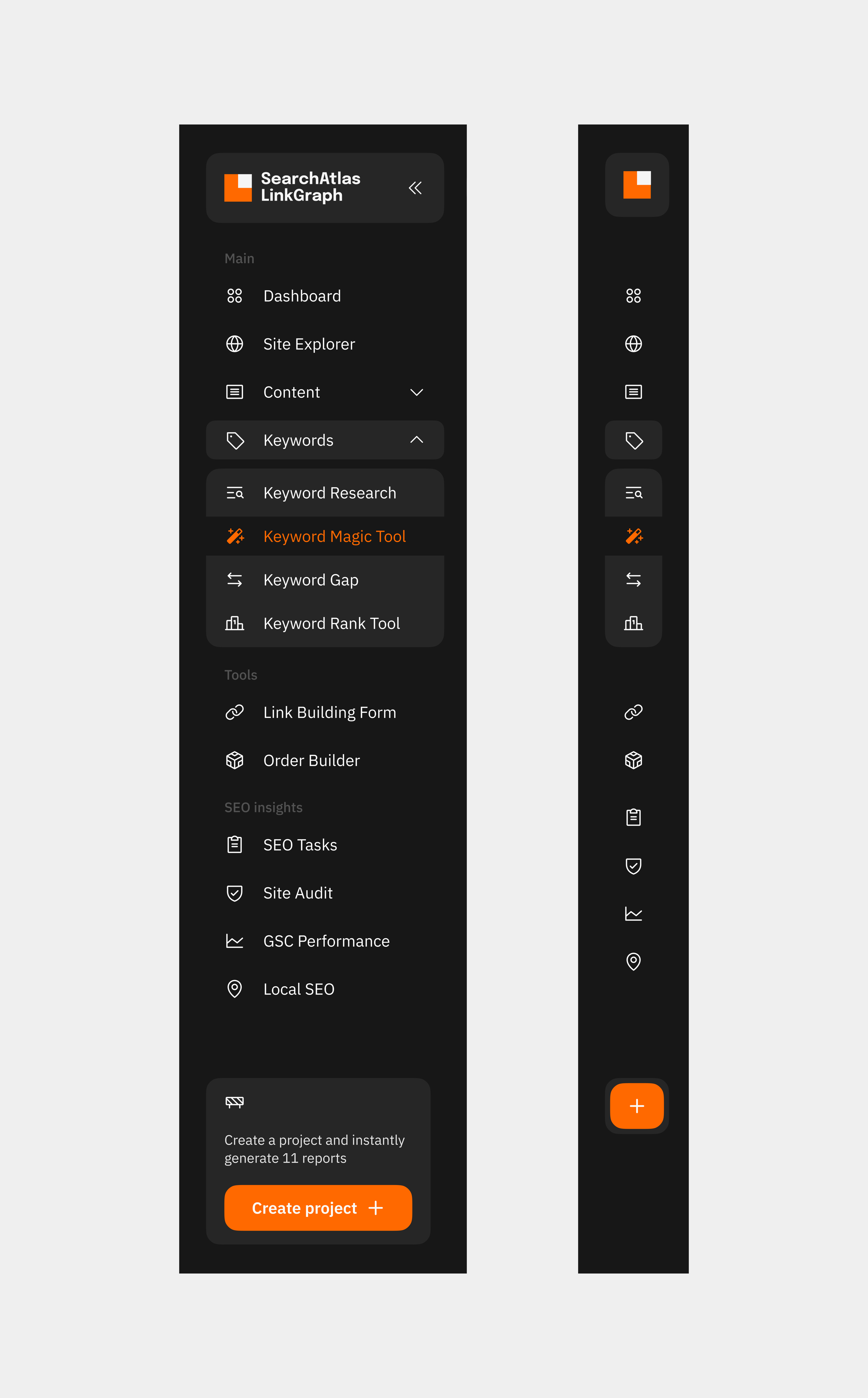 SEO Dashboard - Sidebar