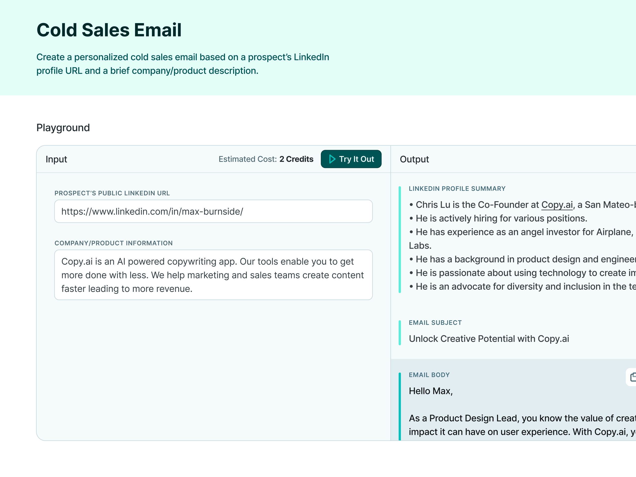 copy.ai Workflows Template Details