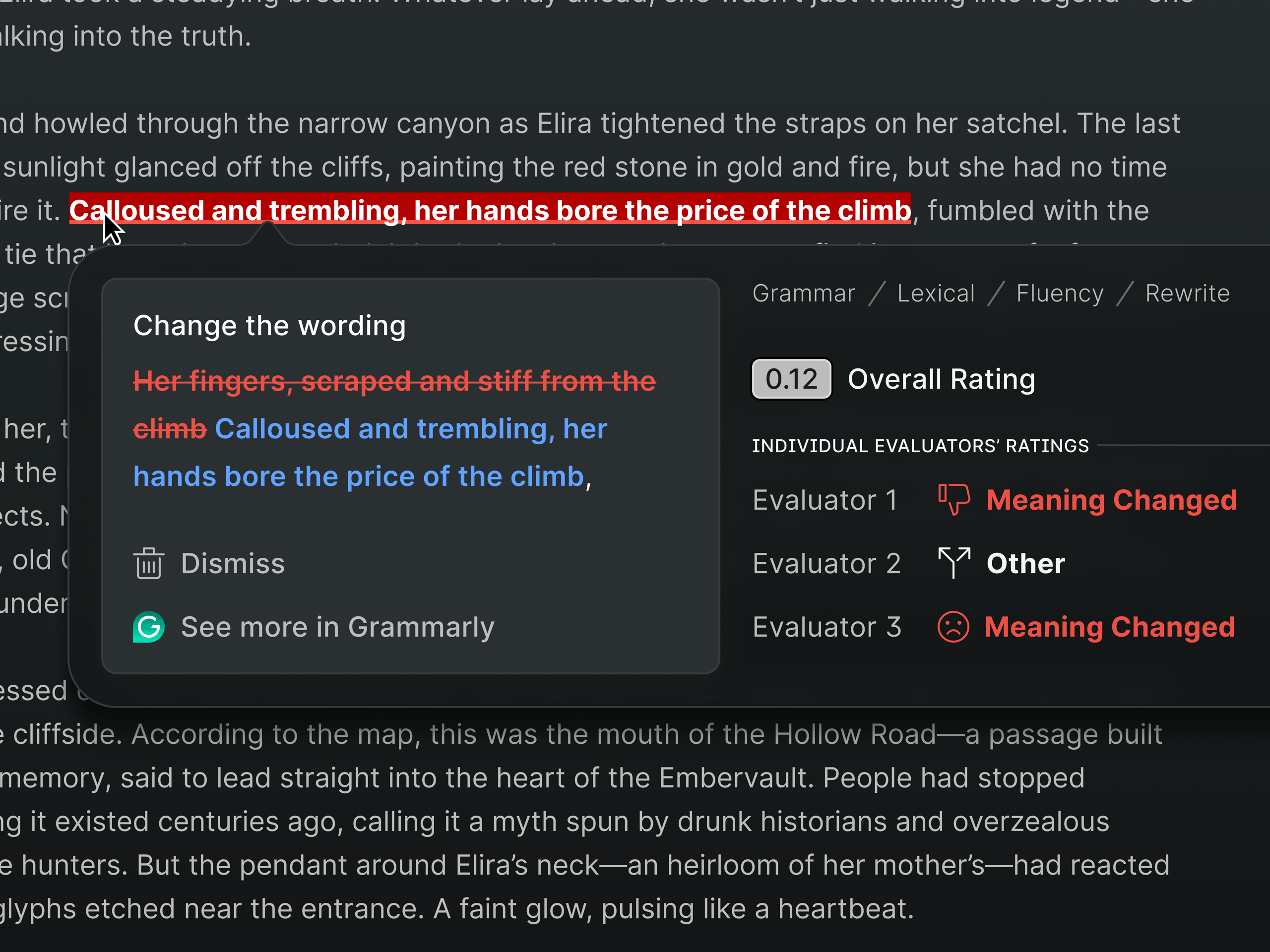 Grammarly Internal App Tooltip