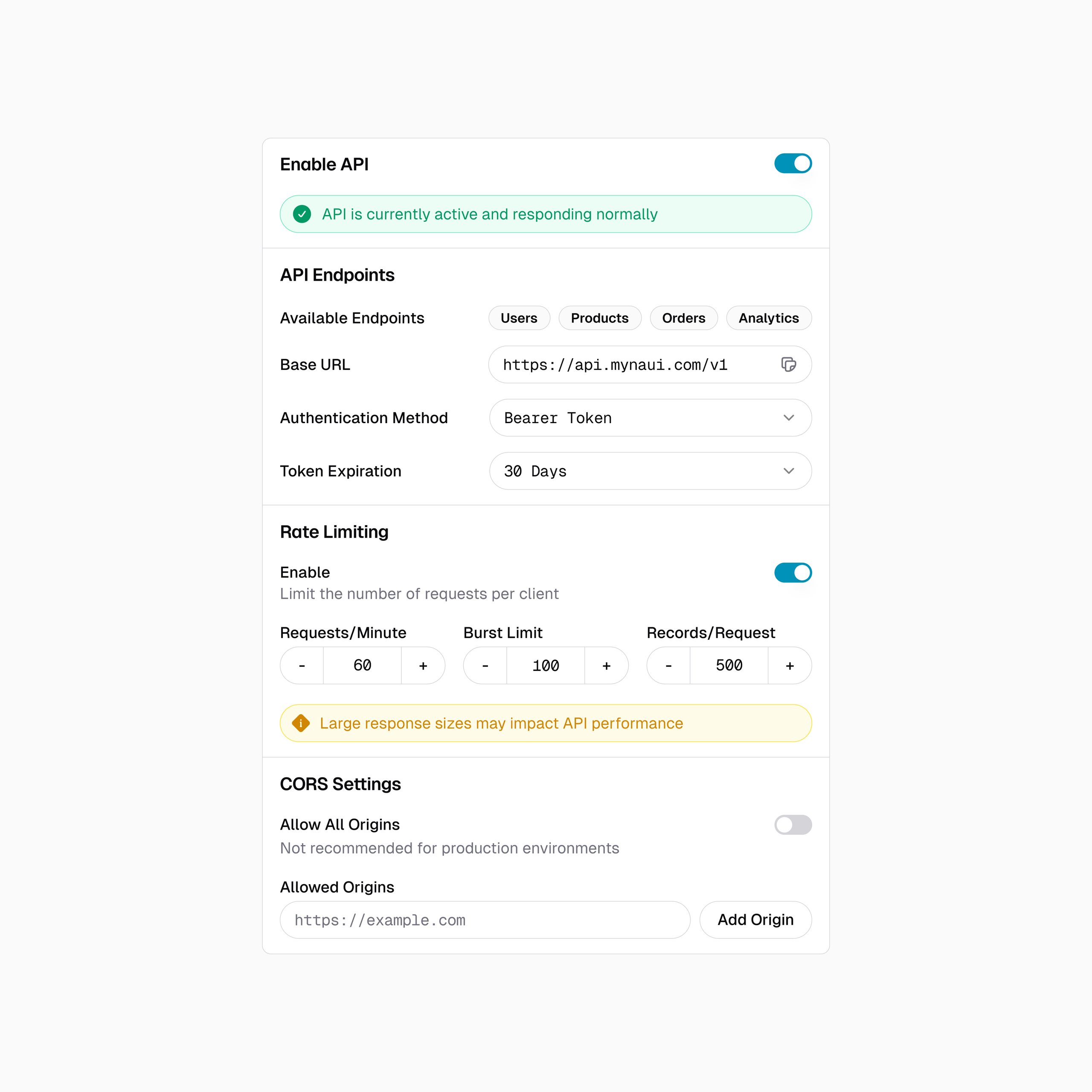 API Settings ⚙️