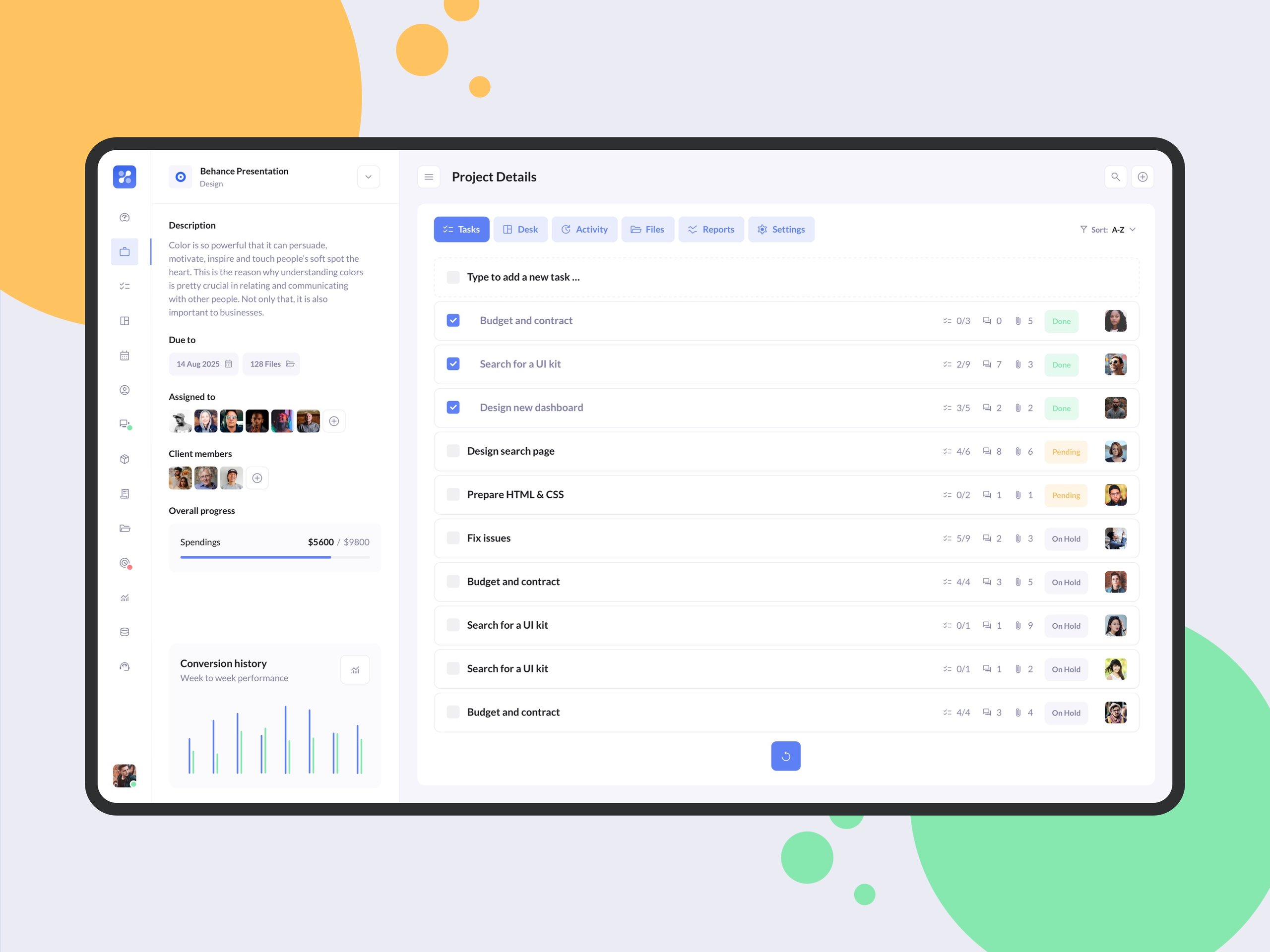 Web Dashboard for Project Management SaaS App