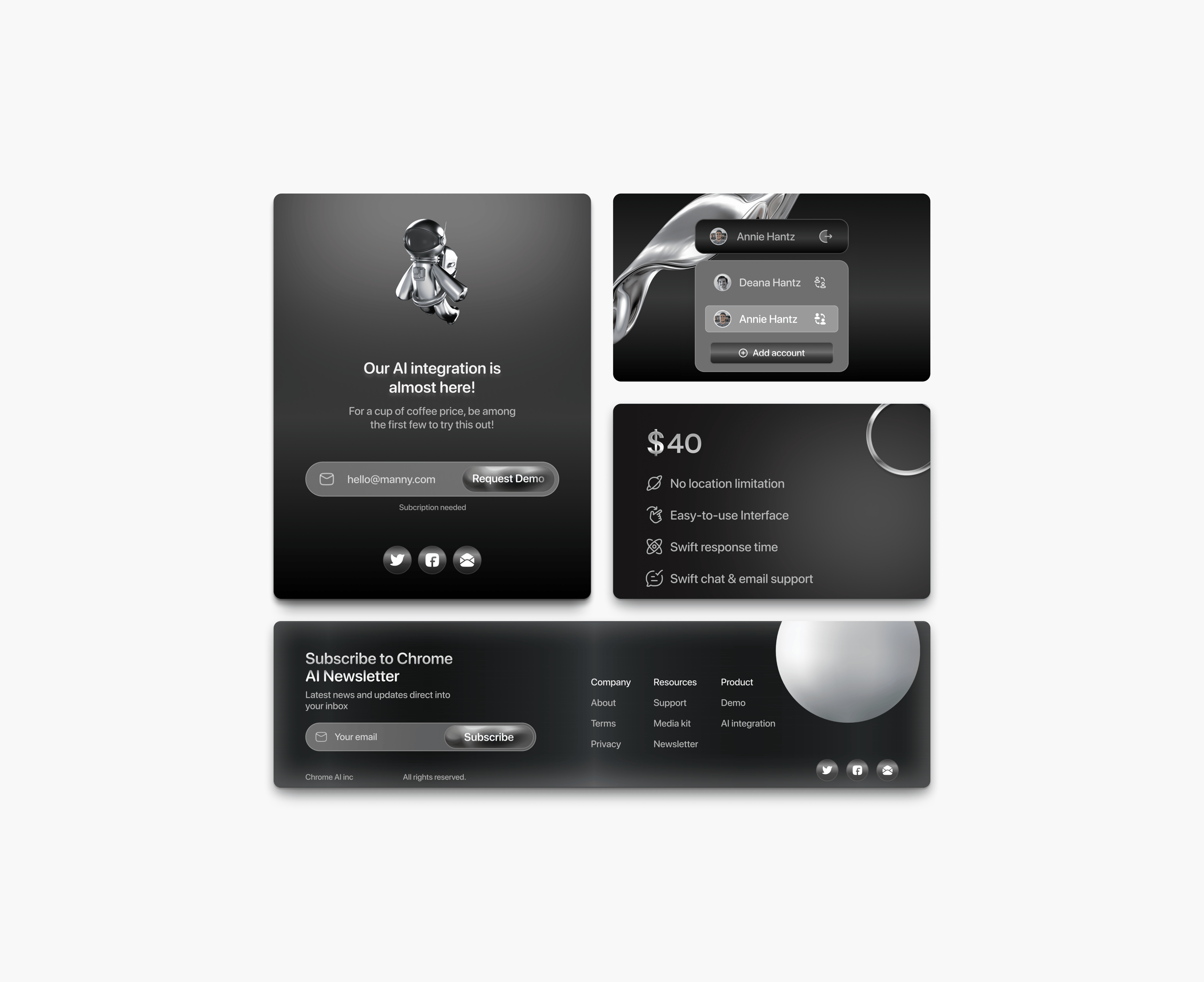 Chrome Dark Mode UI Kit: Modals and design systems 