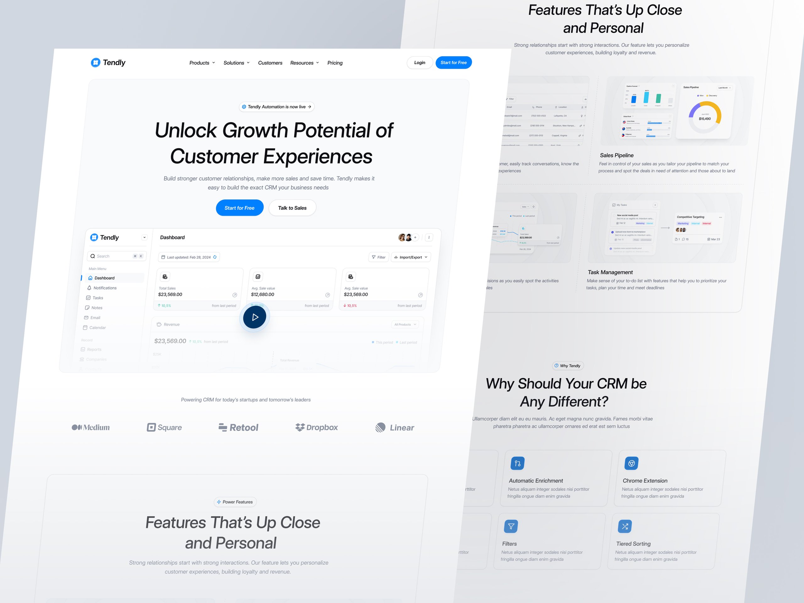 Tendly - CRM Website