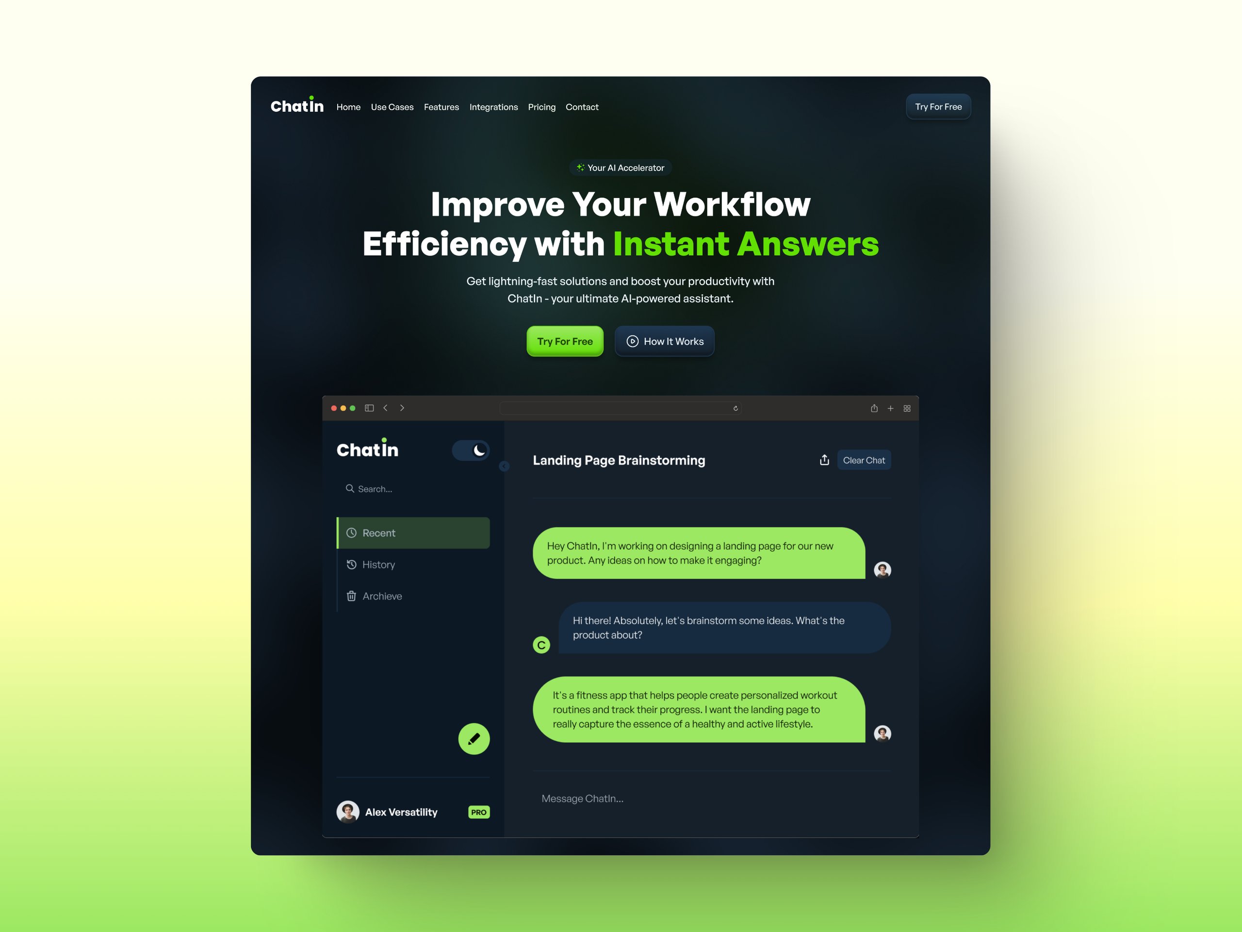 ChatIn - AI Chat Landing Page