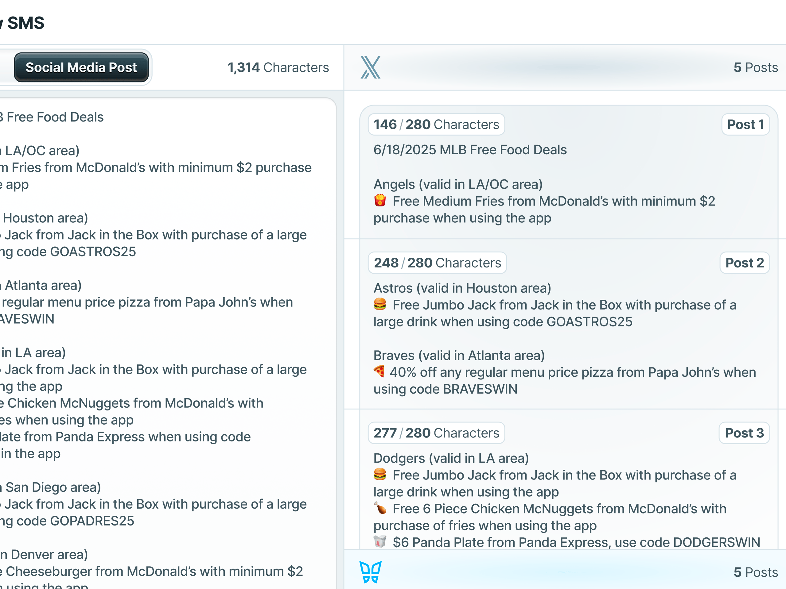 Preview SMS Social Media Post Feature Preview