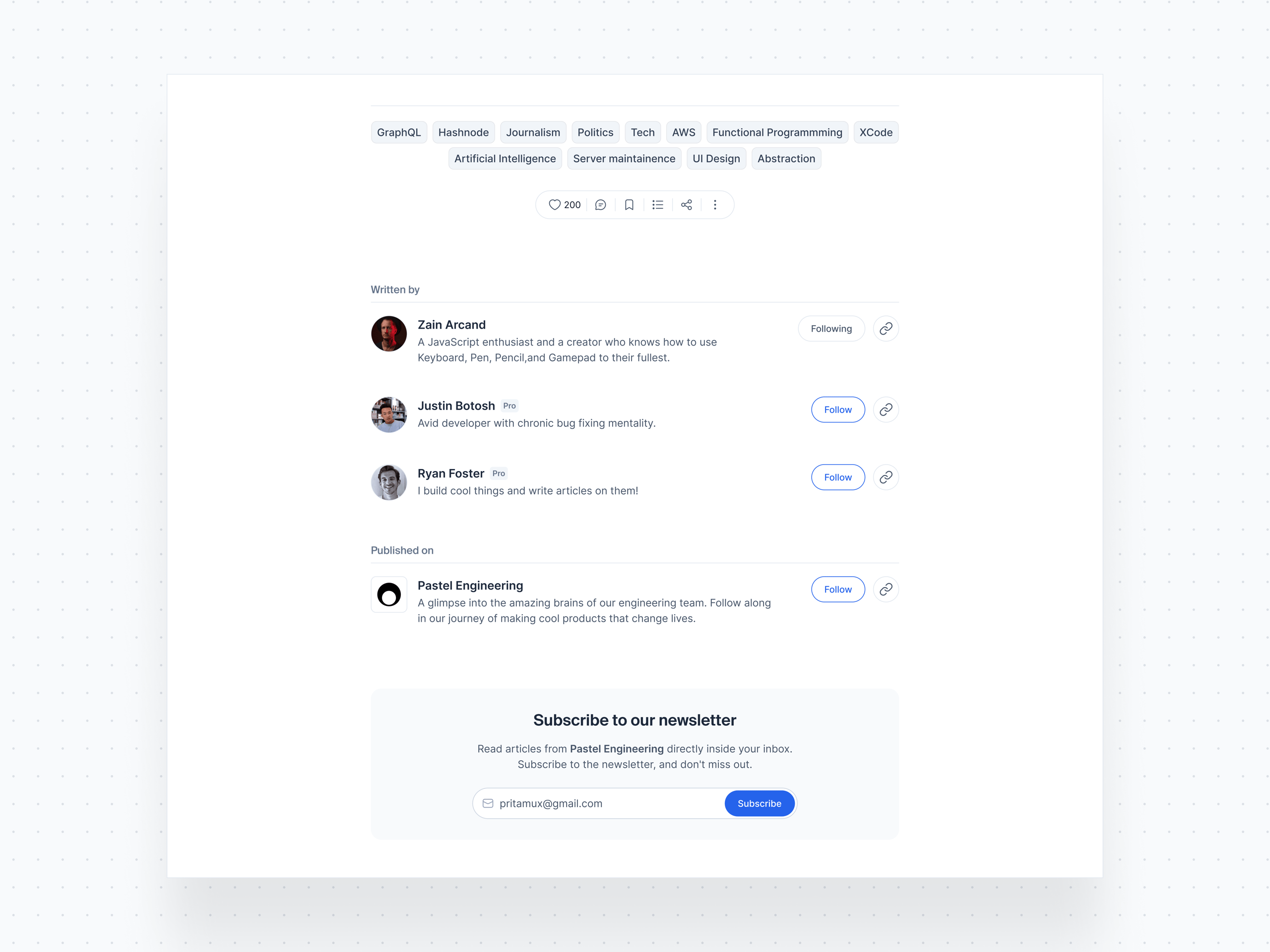 Blog page - bottom section