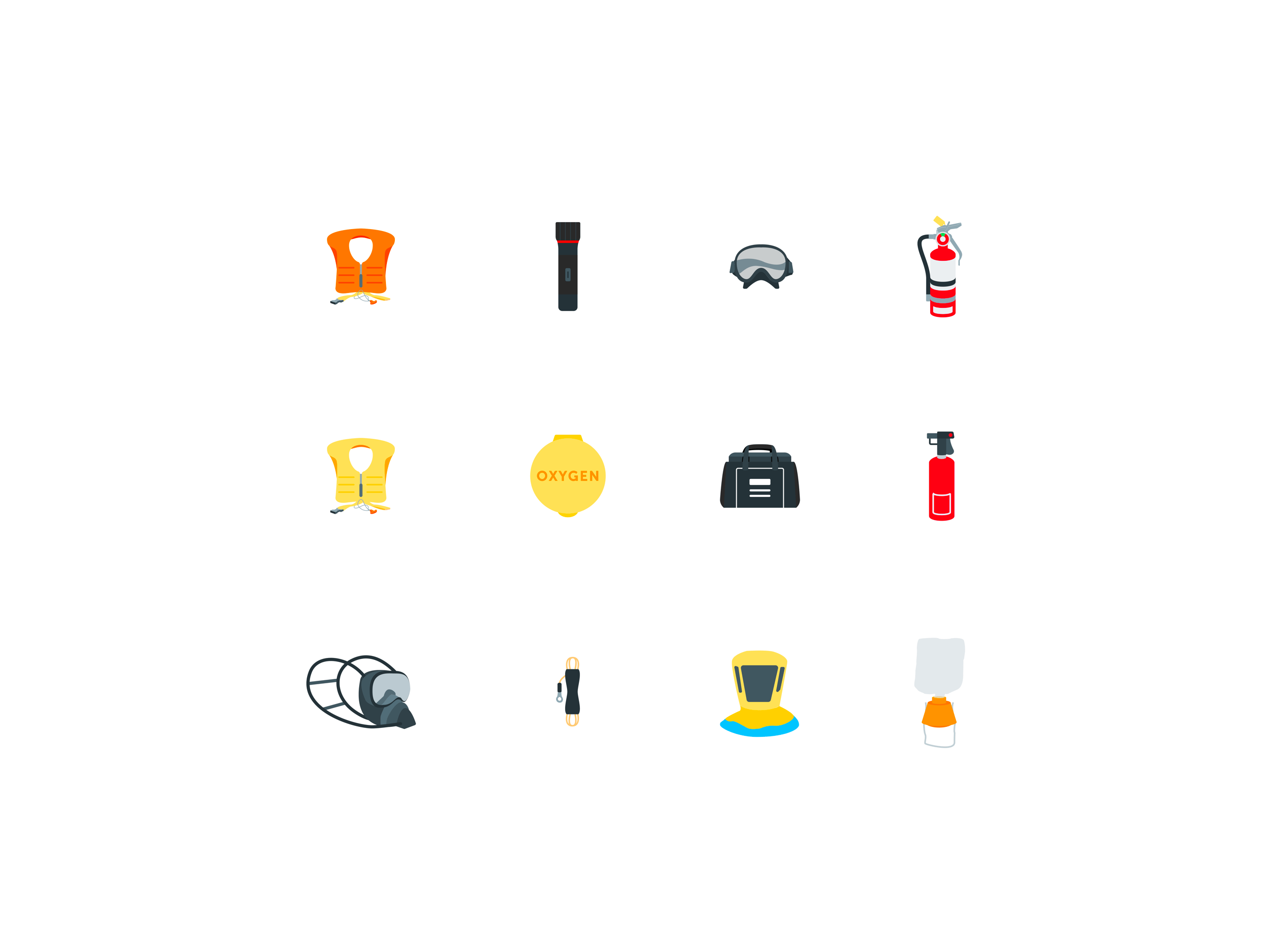 Airplane Safety Item Illustrations