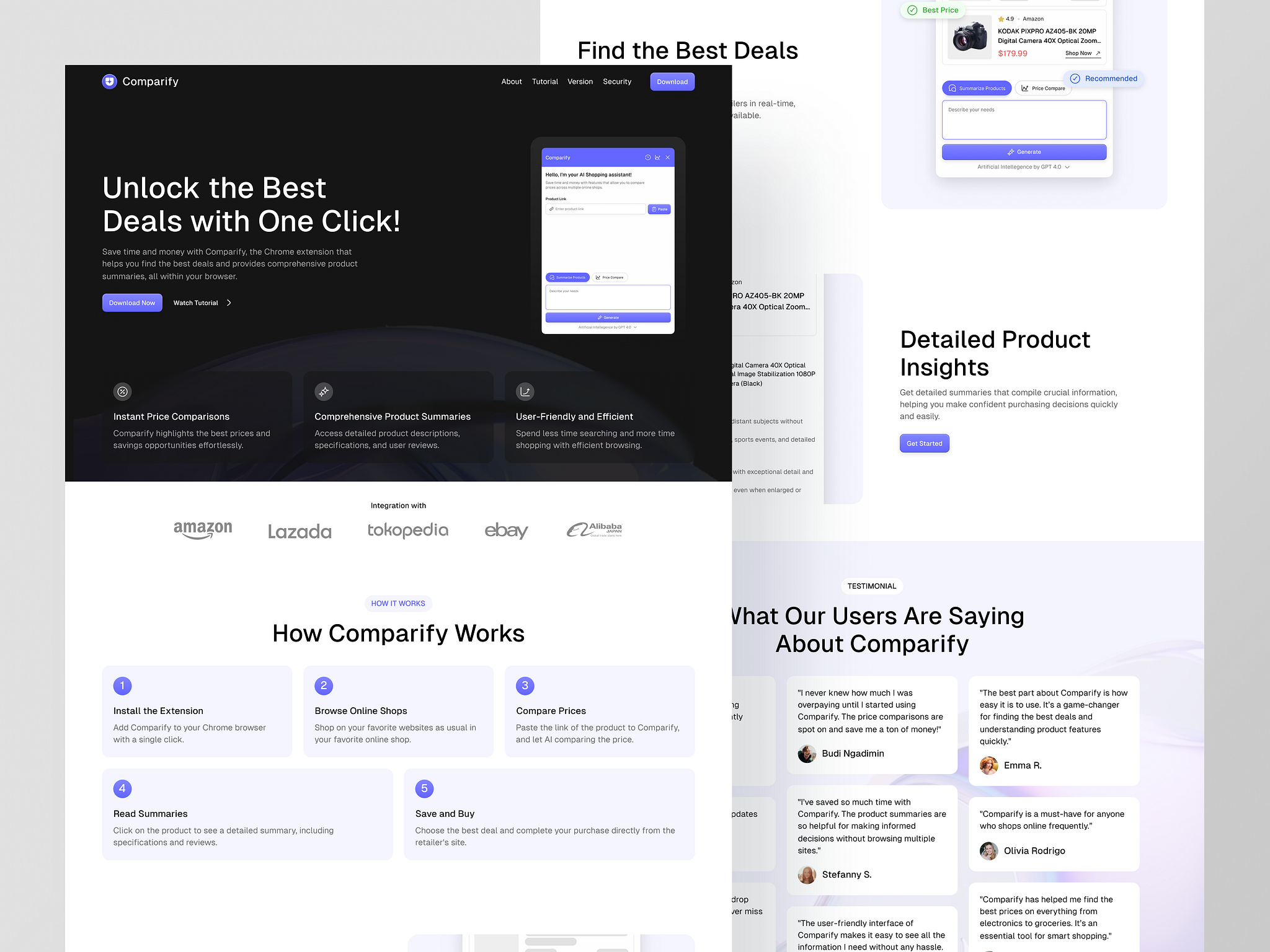 Comparify - Extension Landing Page