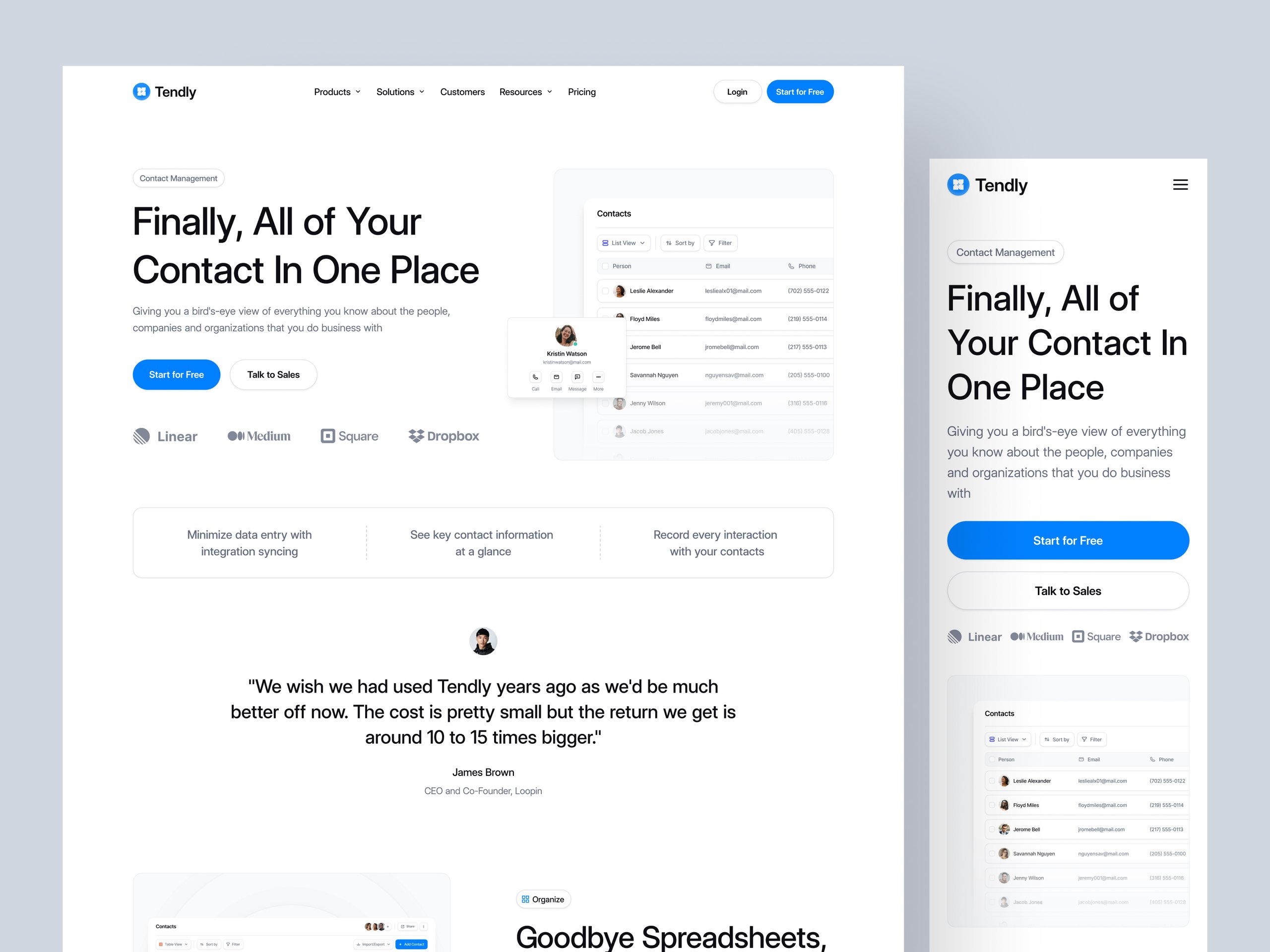 Tendly - CRM Website