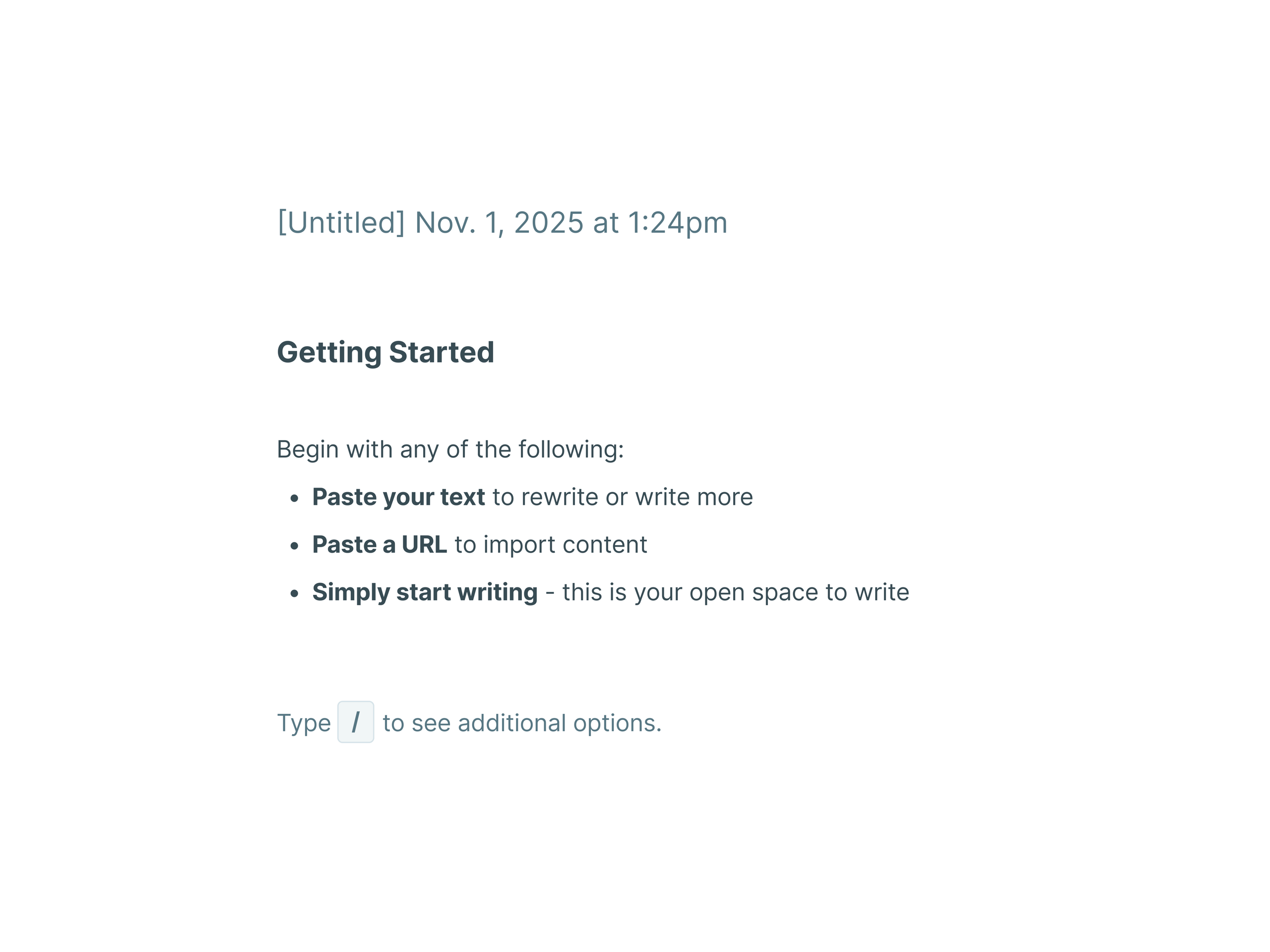copy.ai AI Text Editor Empty State