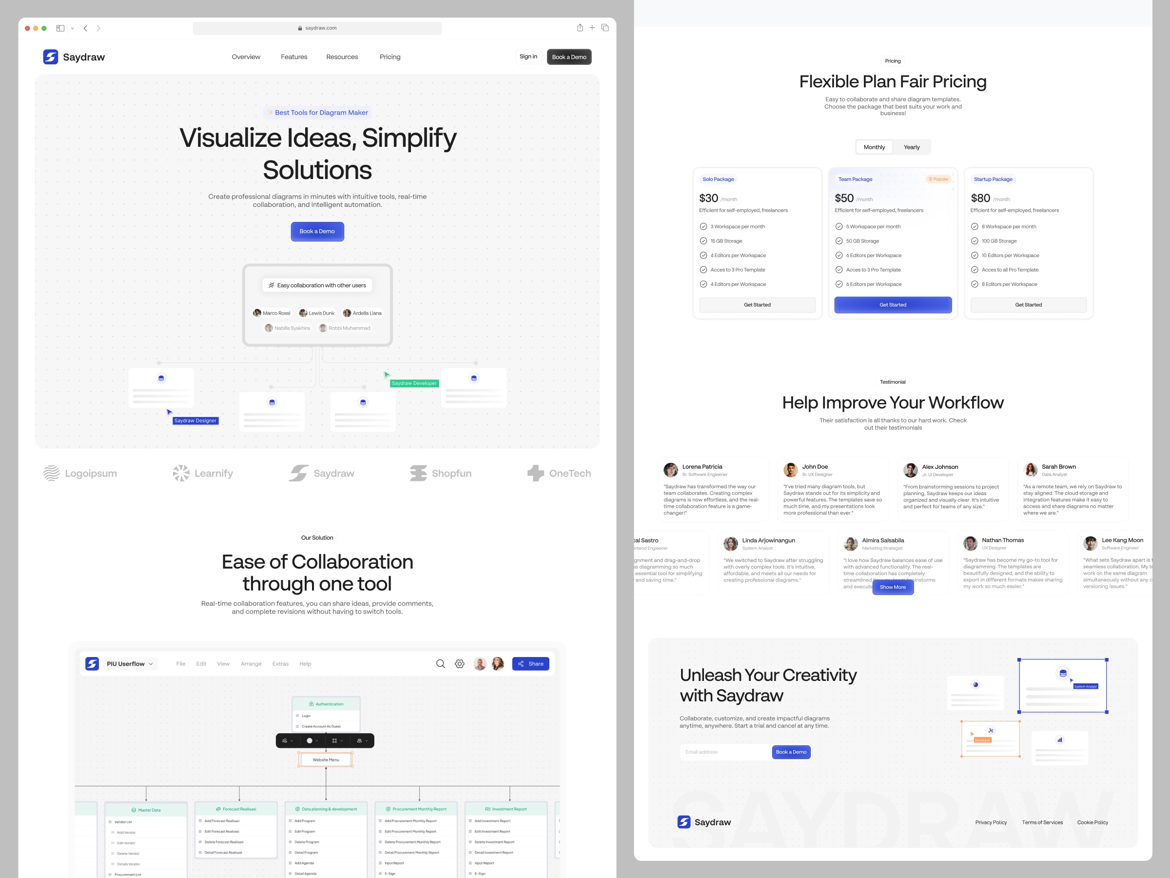 Saydraw - Diagram Maker SaaS Landing Page
