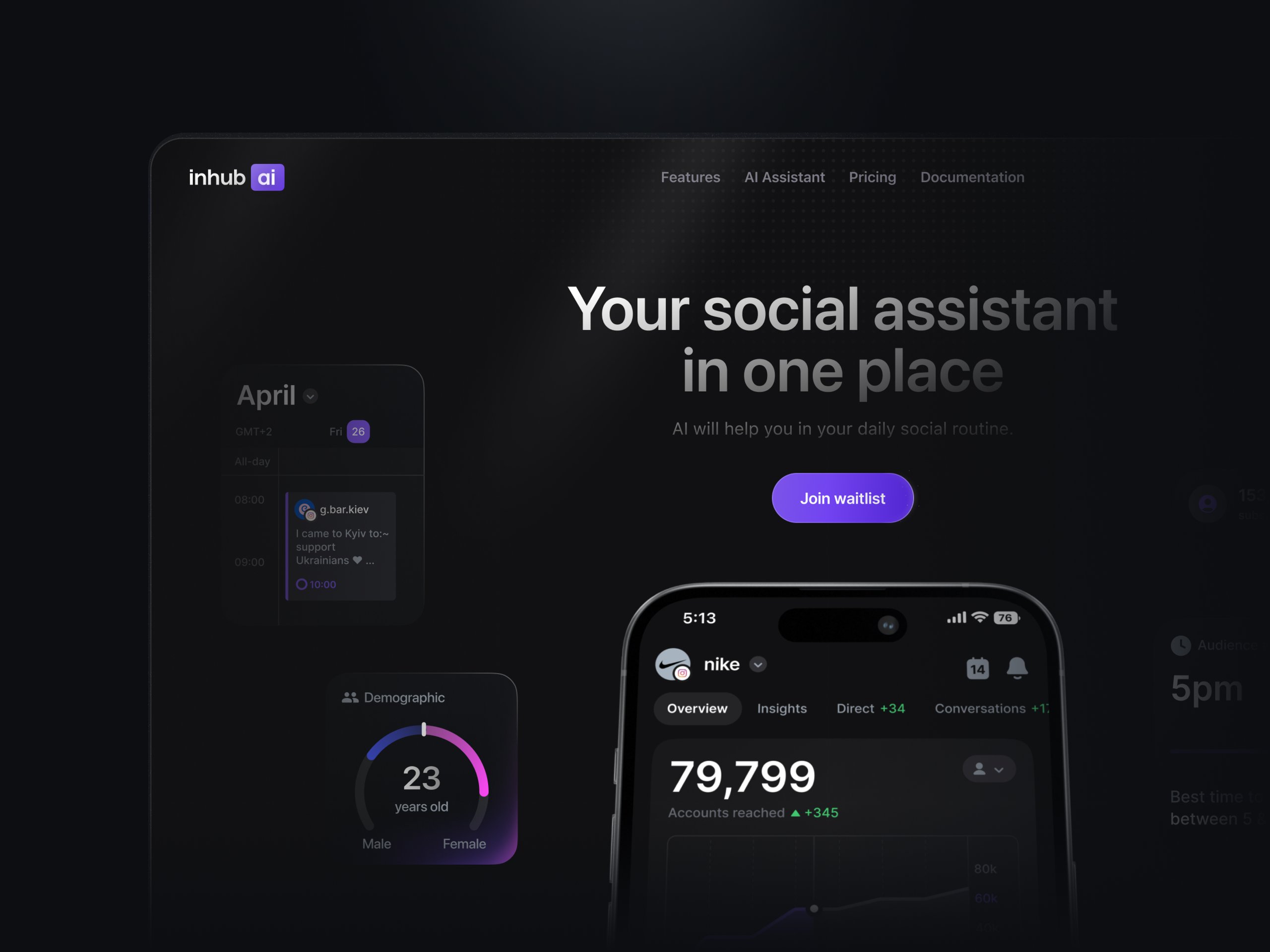 hero section / inhub.ai / landing page