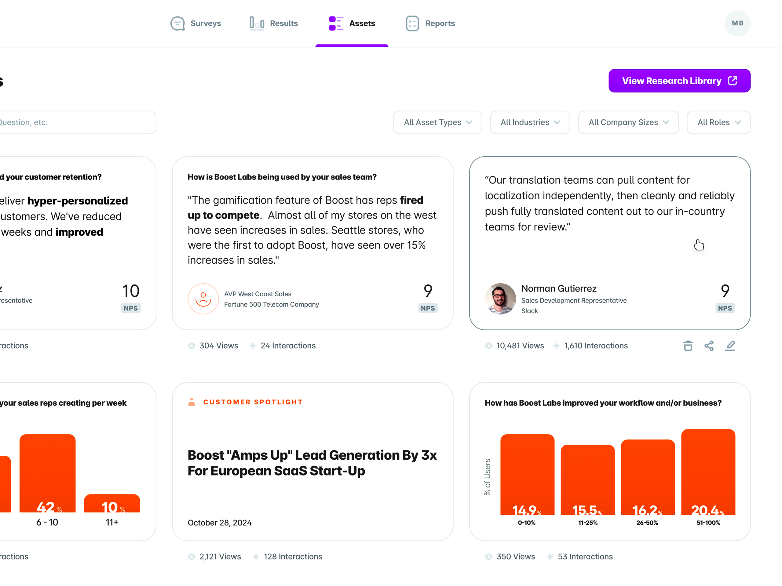 UserEvidence Content Assets Grid View