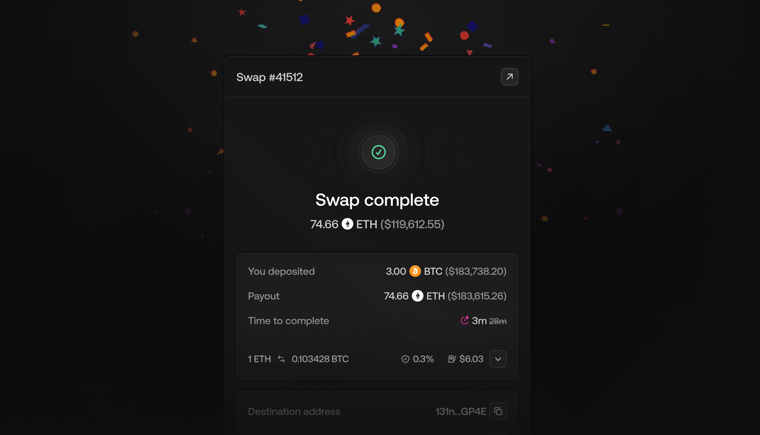 Swapping UI v2.0 - Swap Complete