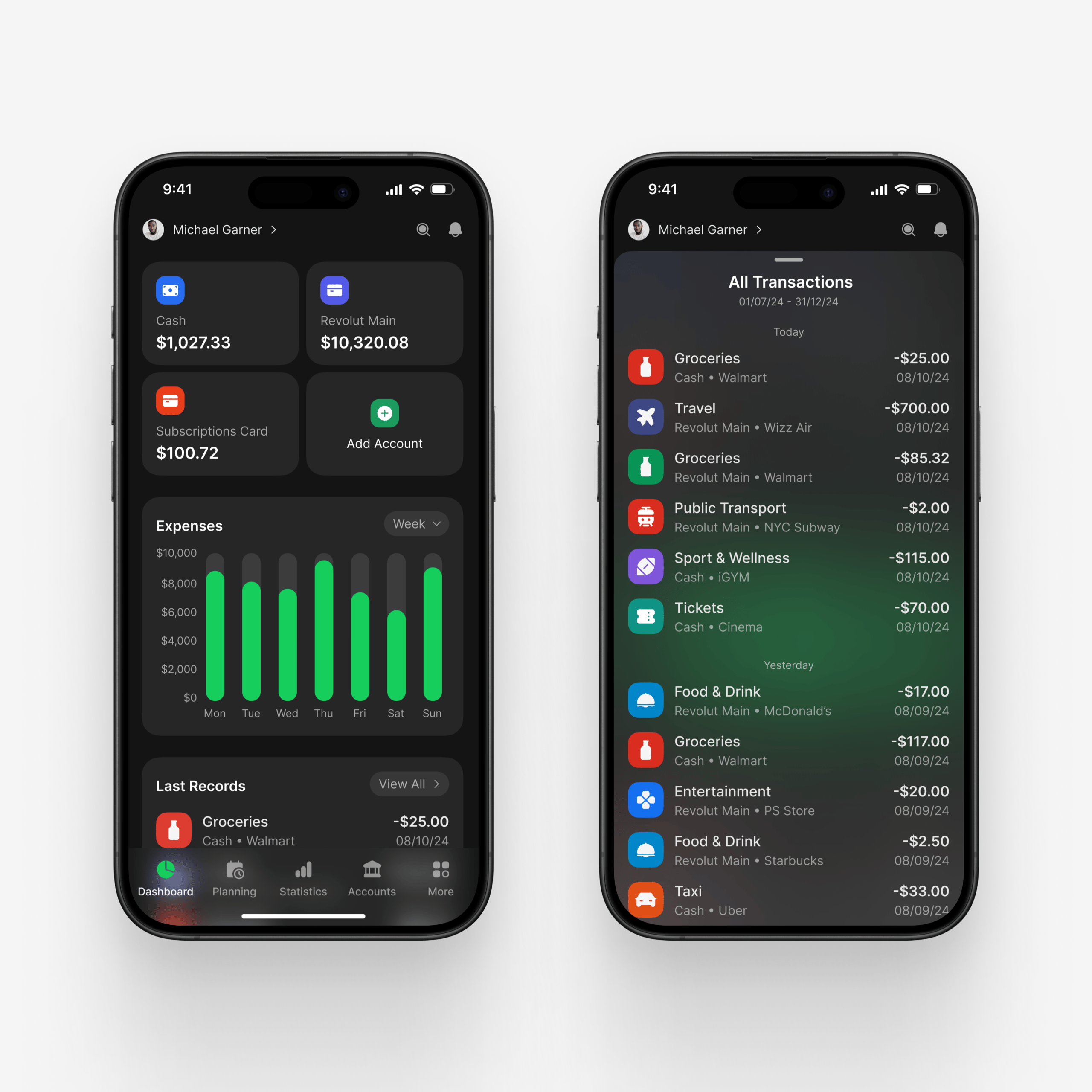 Budget tracking mobile app concept