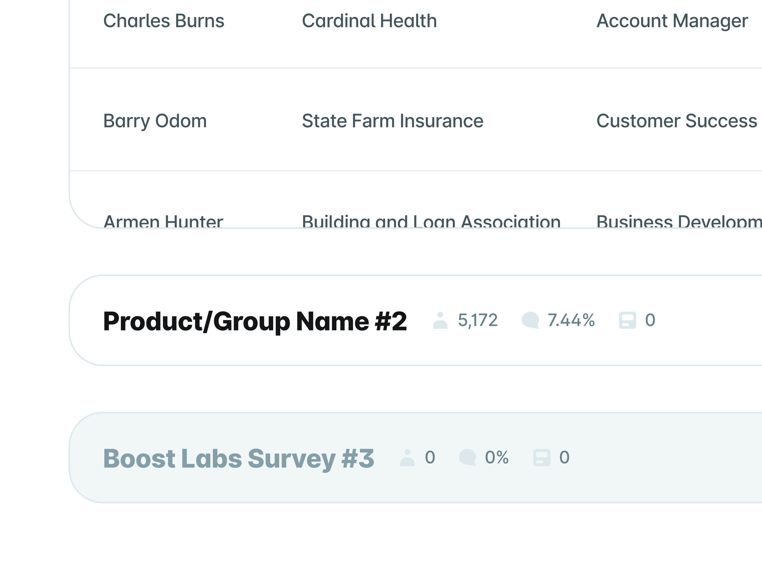 UserEvidence Survey Results Collapsible Table Groups