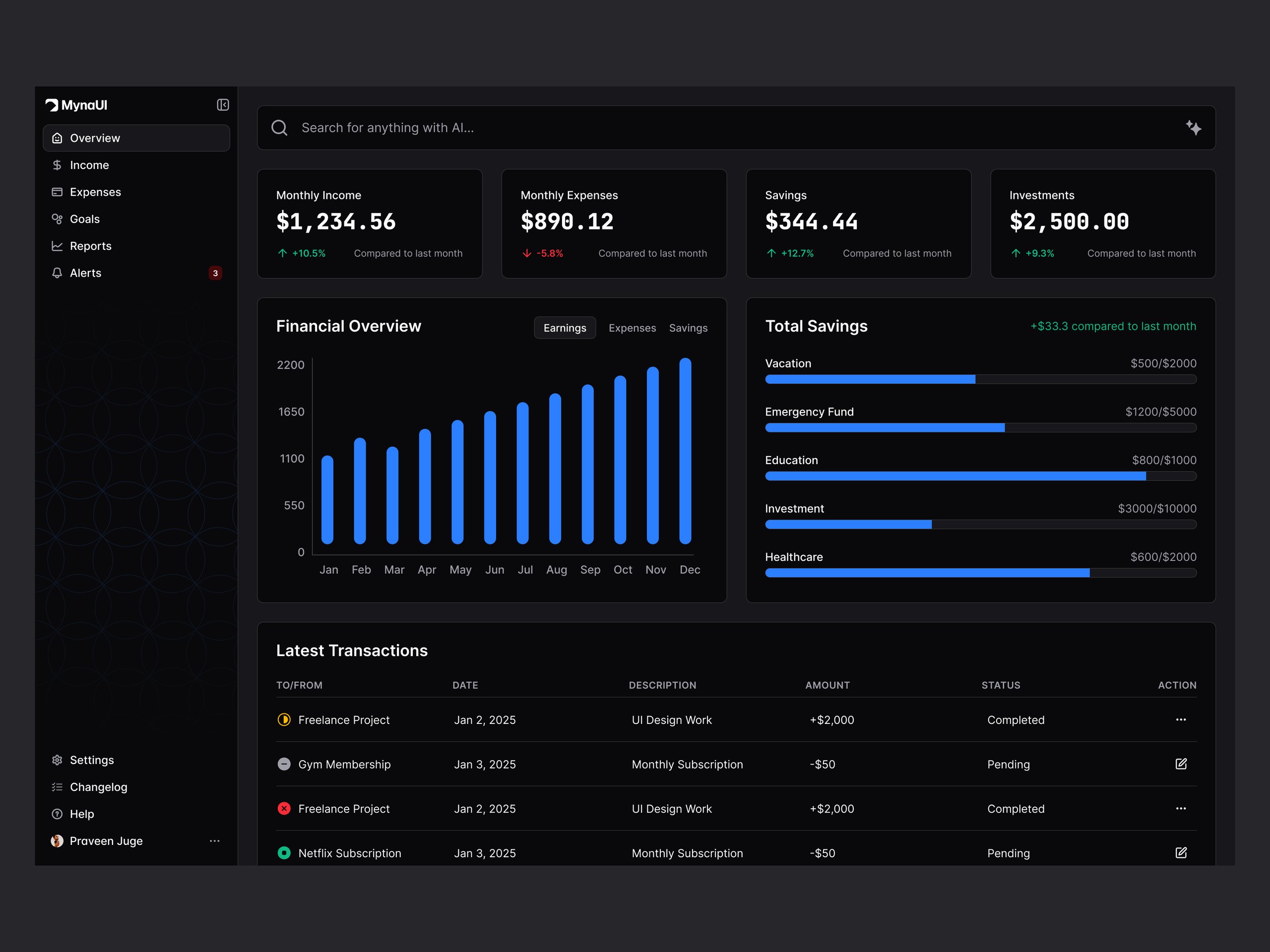 Dark Dashboard 🖤