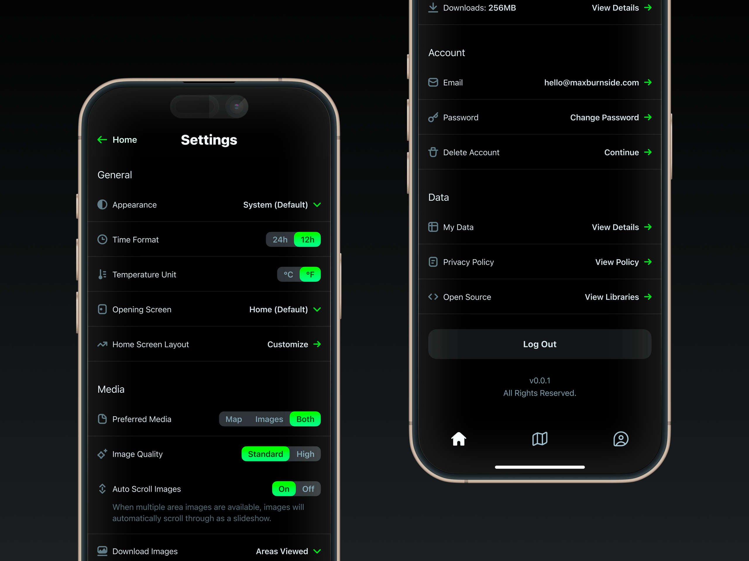 Location-Based Social Network iOS App Settings