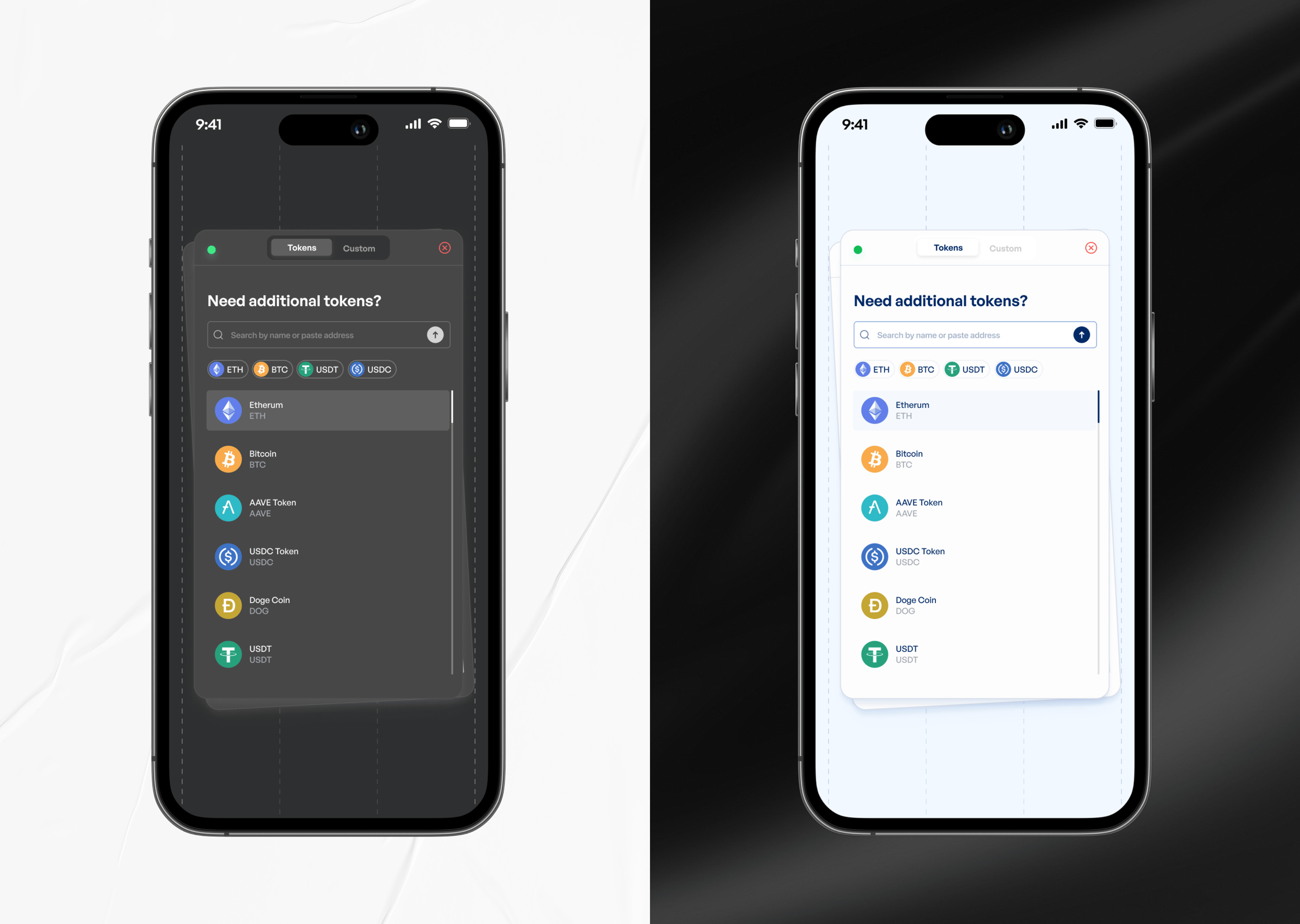 Crypto Mobile Application Modal - Day and Night Modes