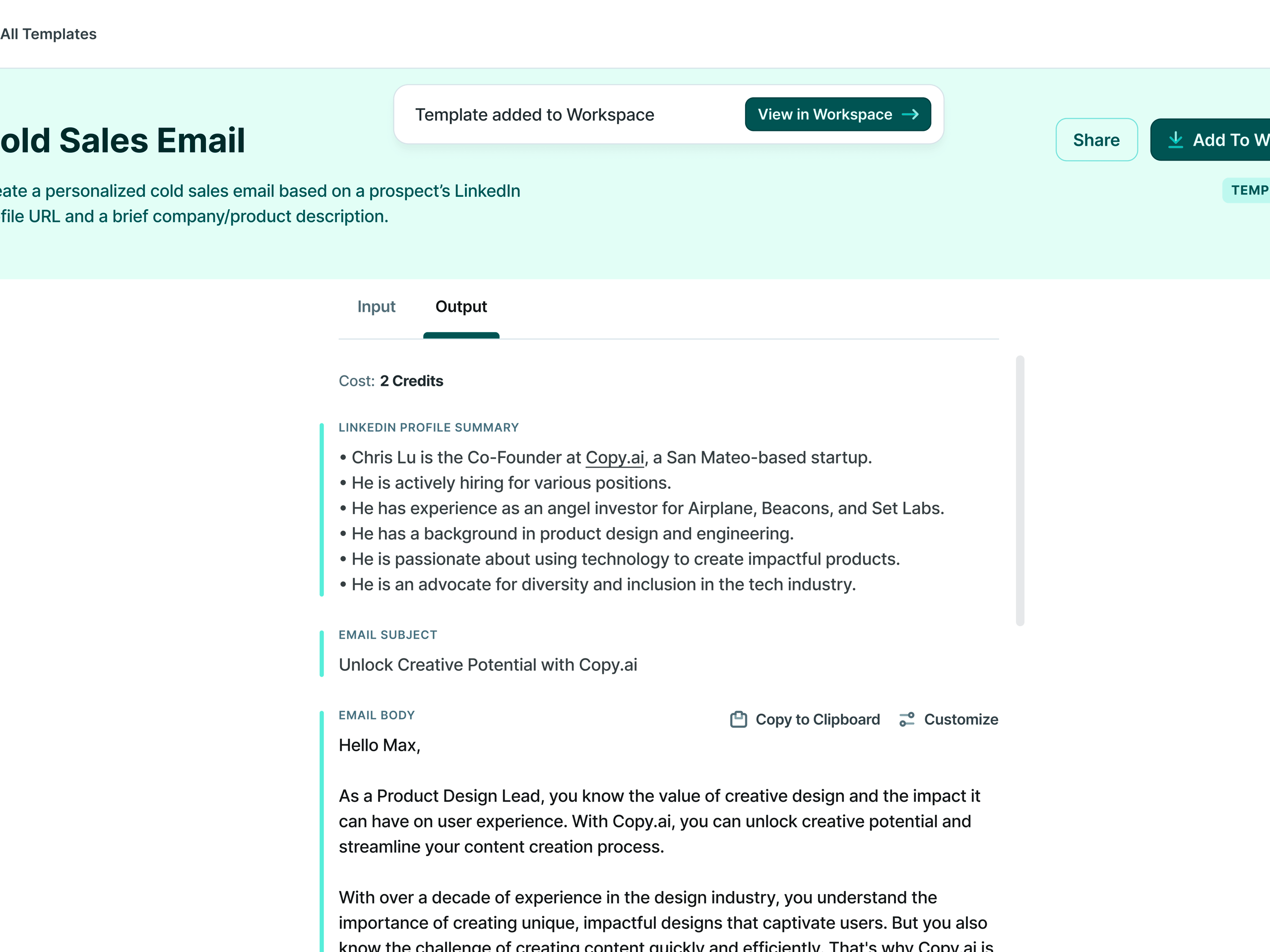 copy.ai Workflows Template