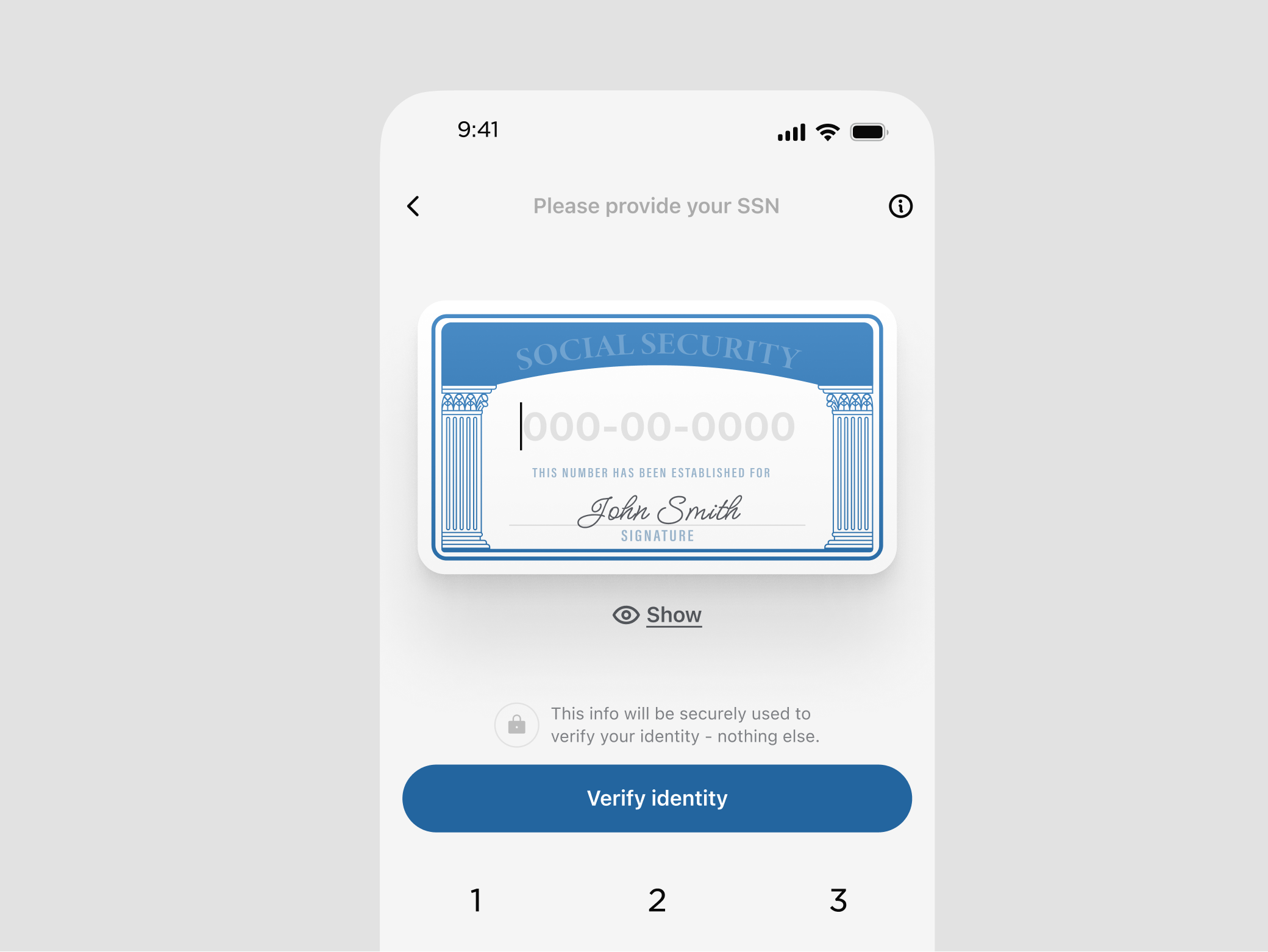 Identity verification by SSN