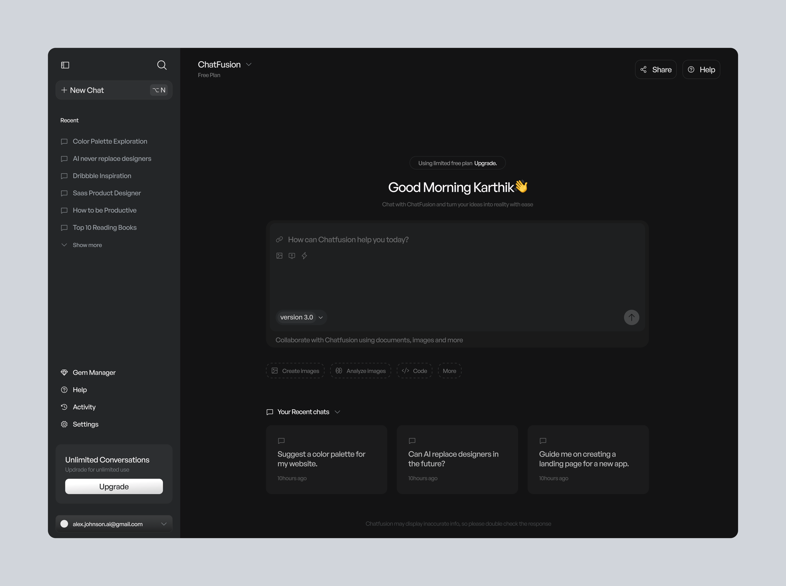 ChatFusion - AI Productivity Dark Theme
