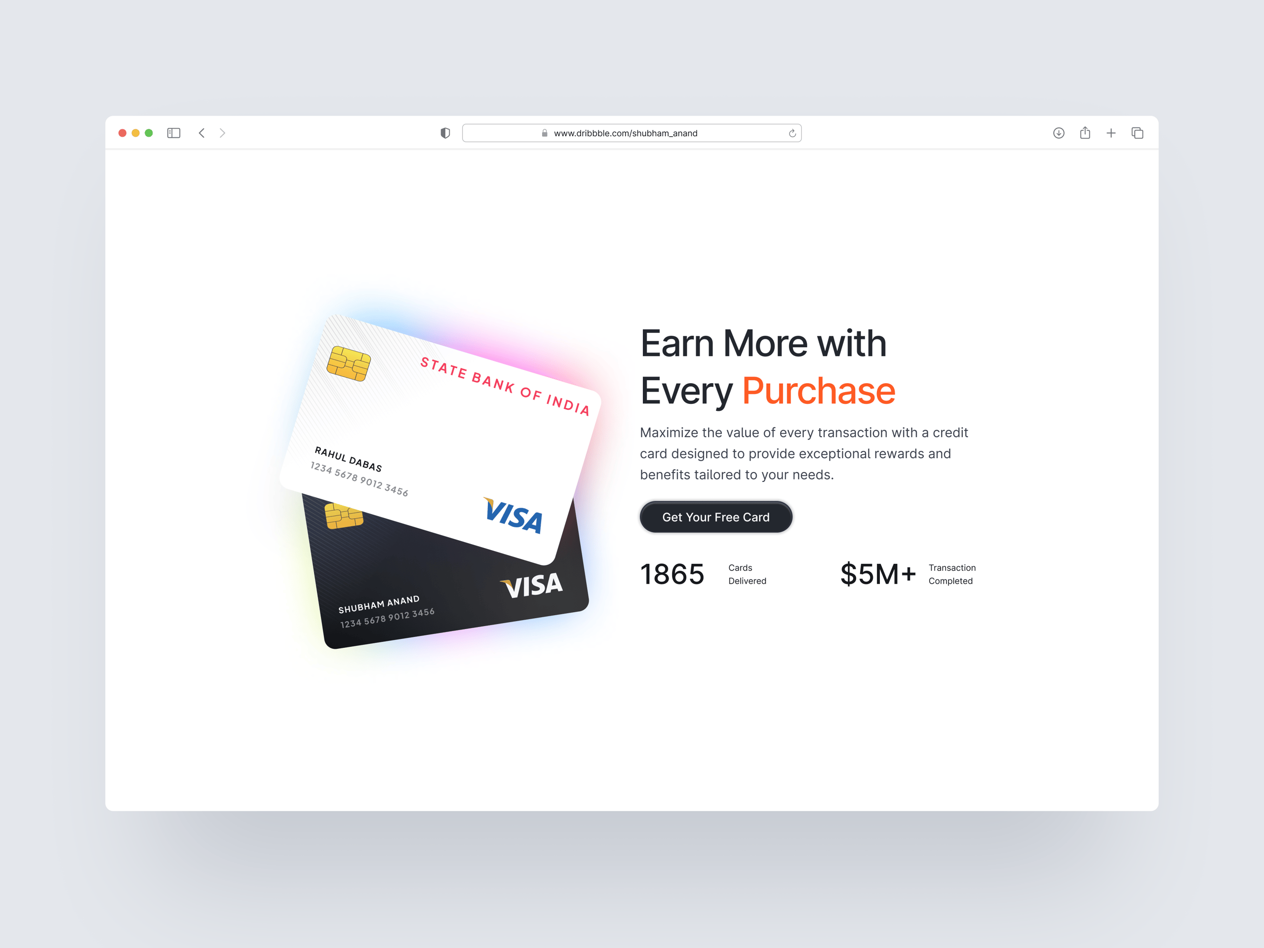 Credit Card Landing Page UI Design