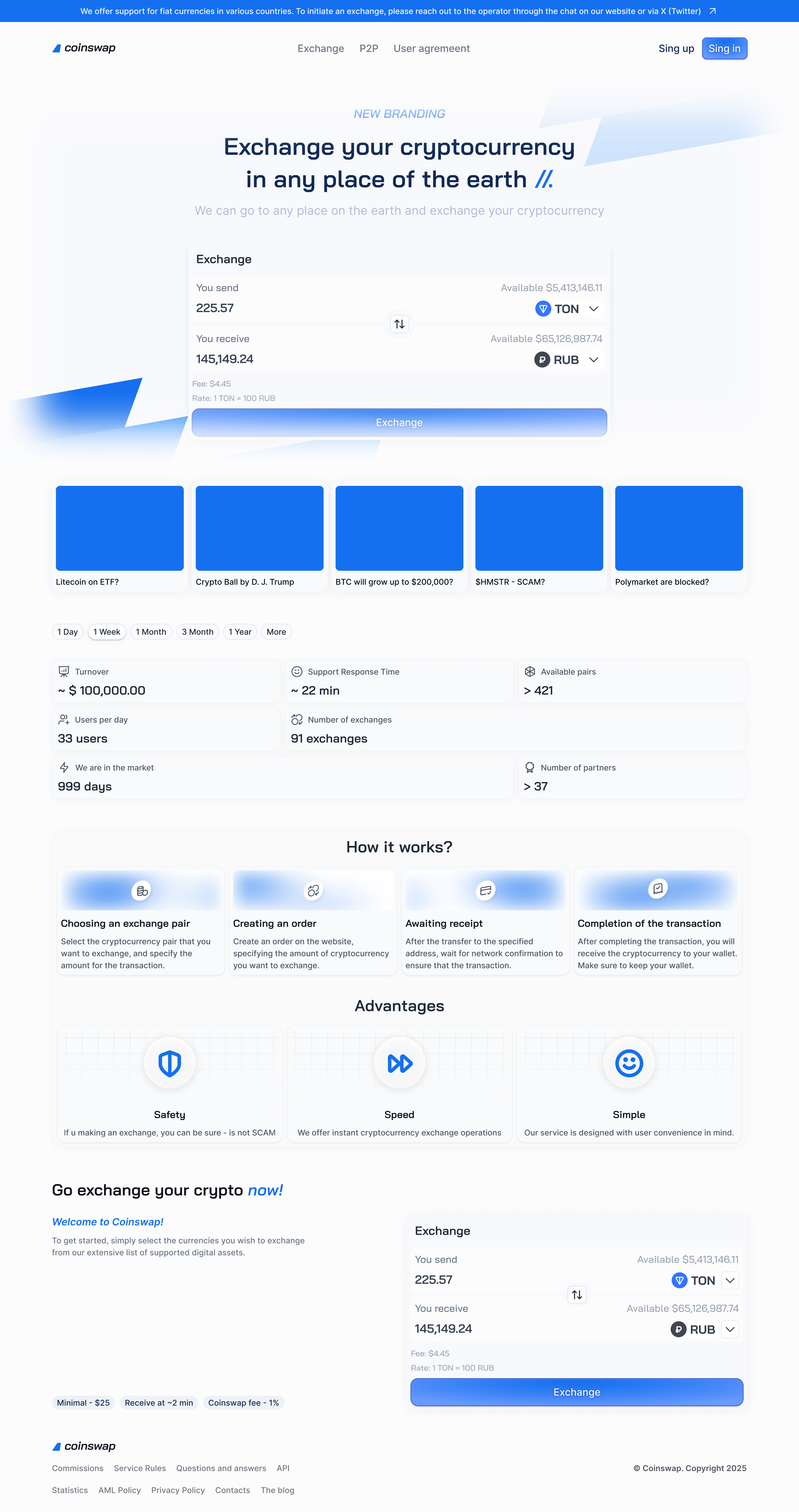 Coinswap - exchange cryptocurrency