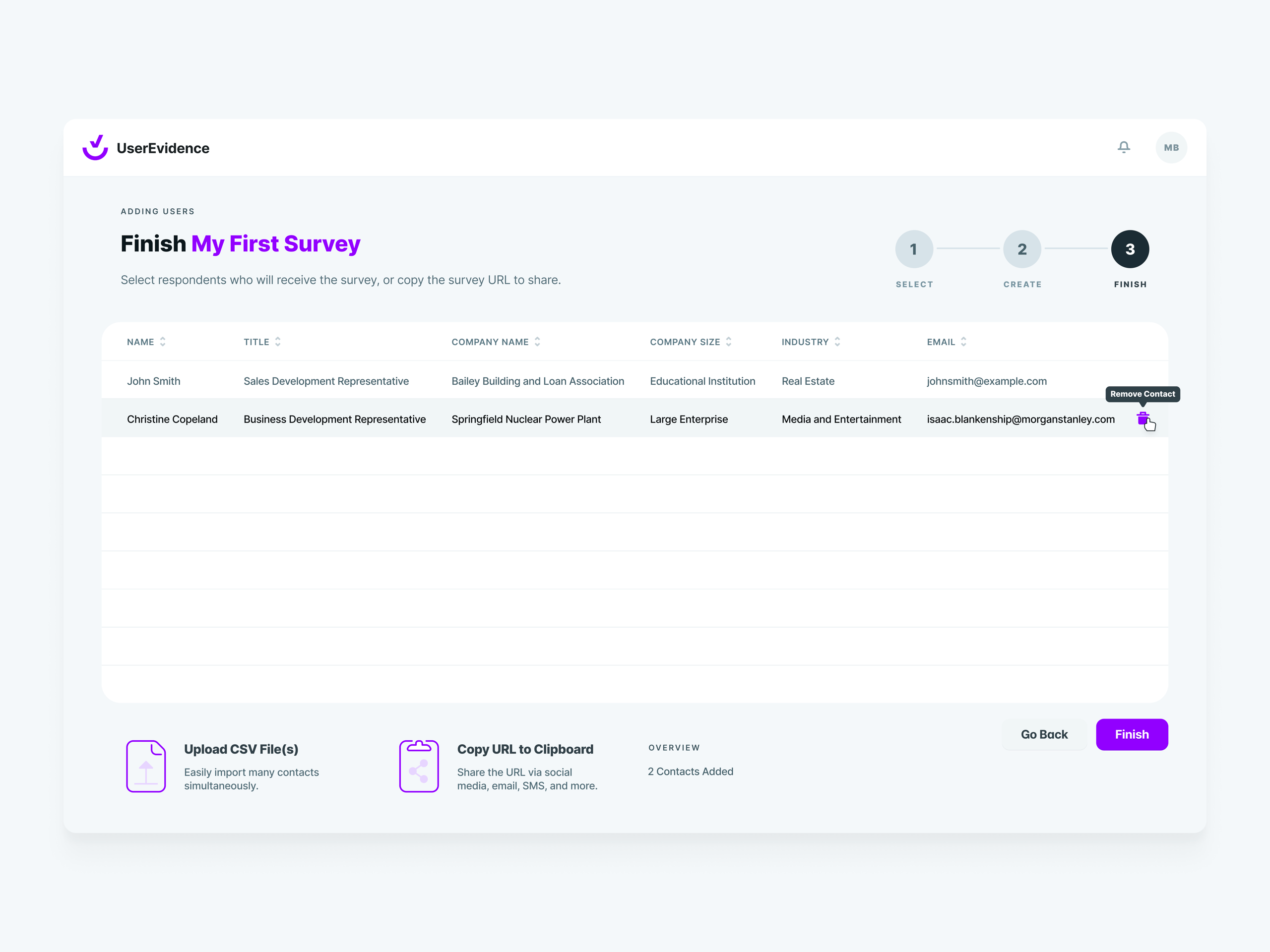 UserEvidence Survey Creation Process
