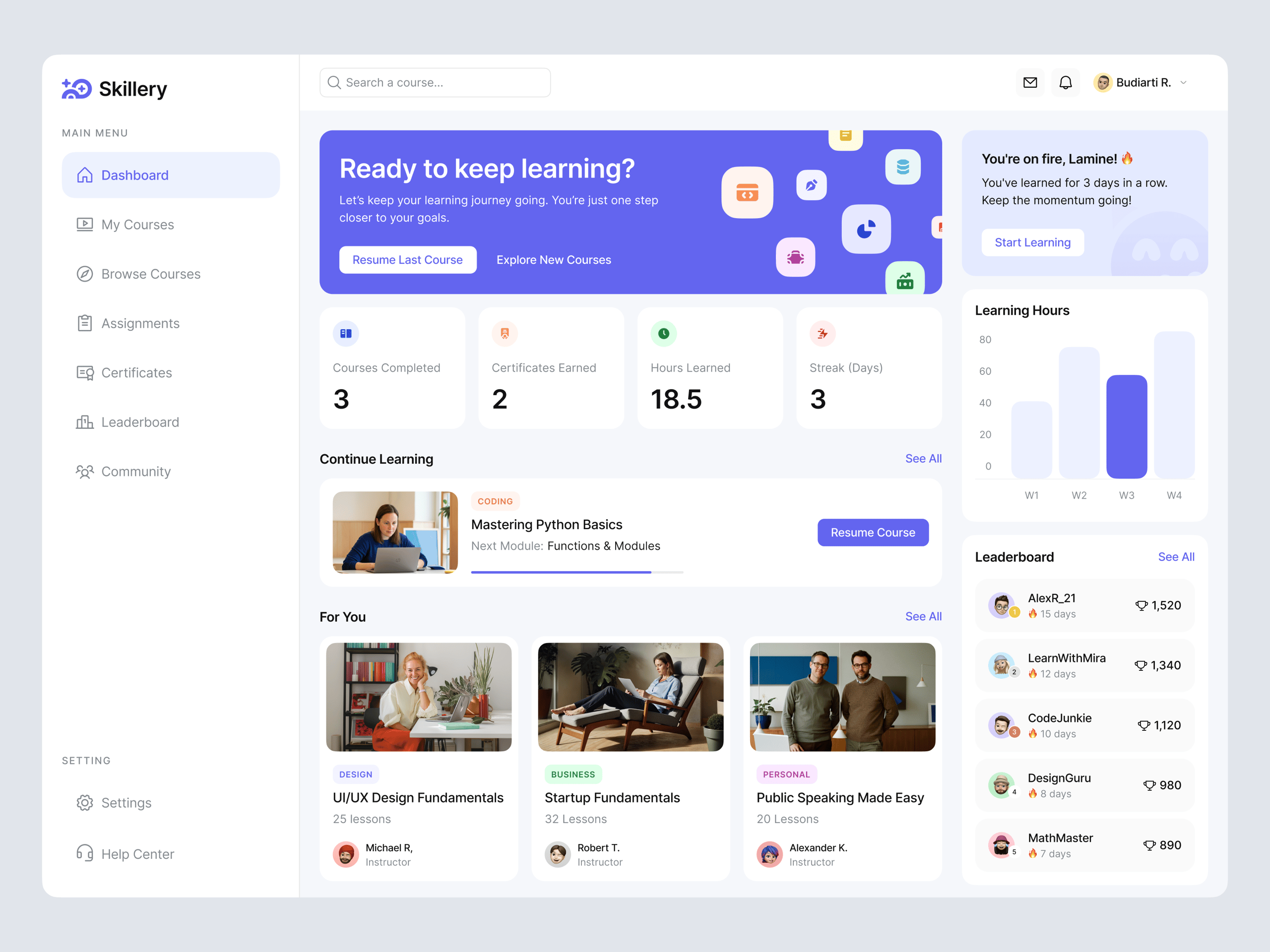 Online Course Dashboard