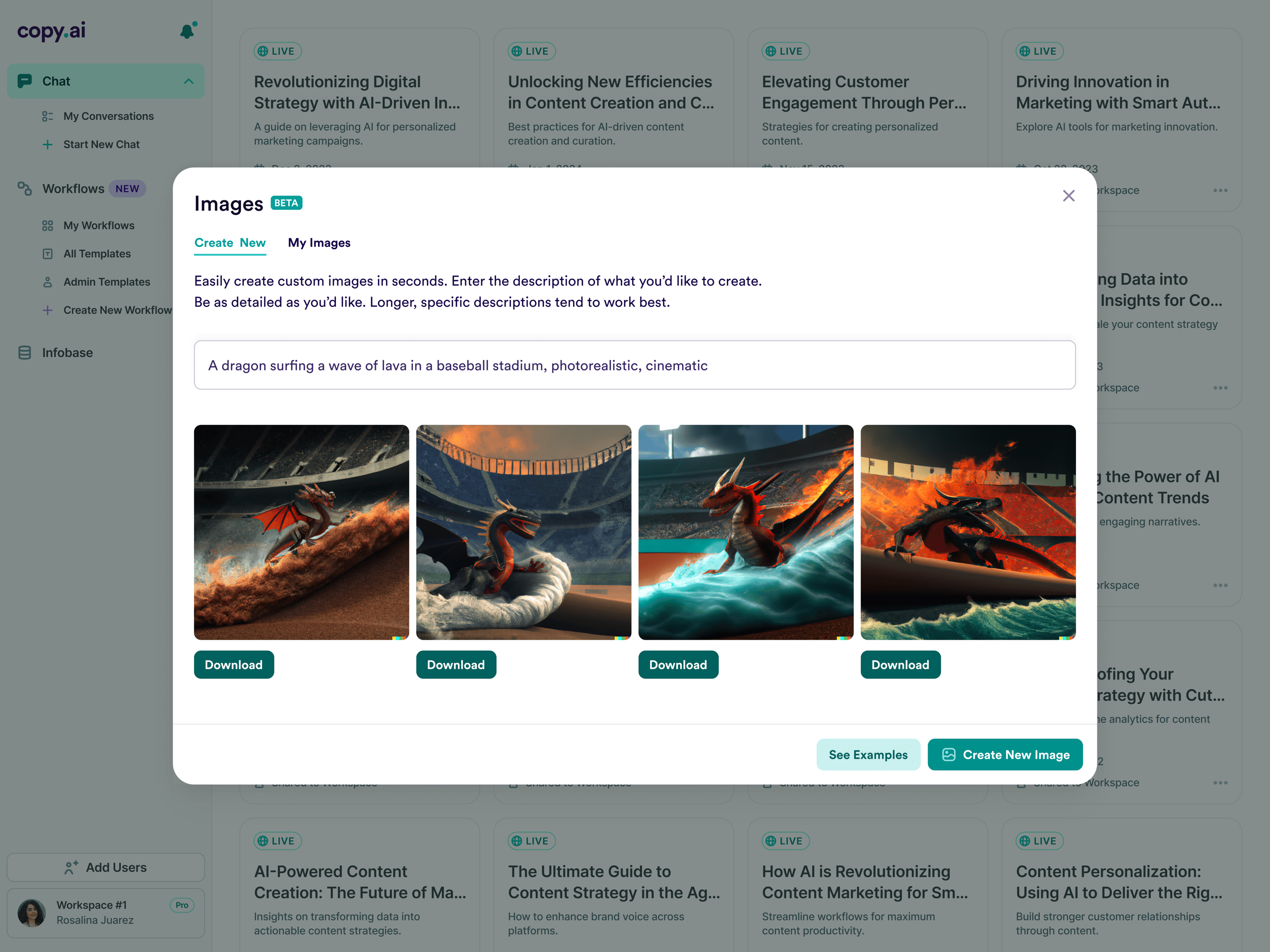 copy.ai Image Generation UI