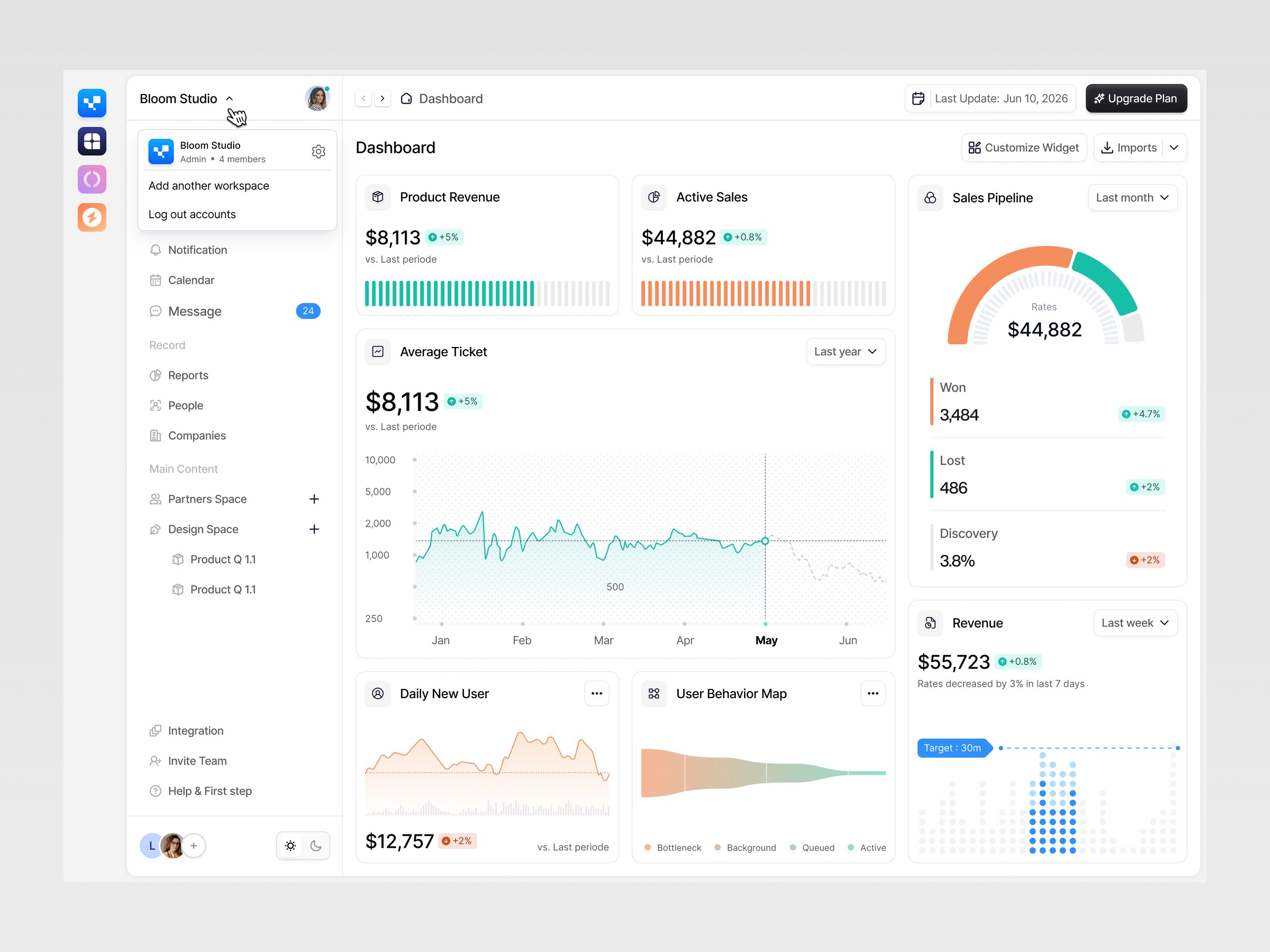 Bloom -  CRM  Dashboard