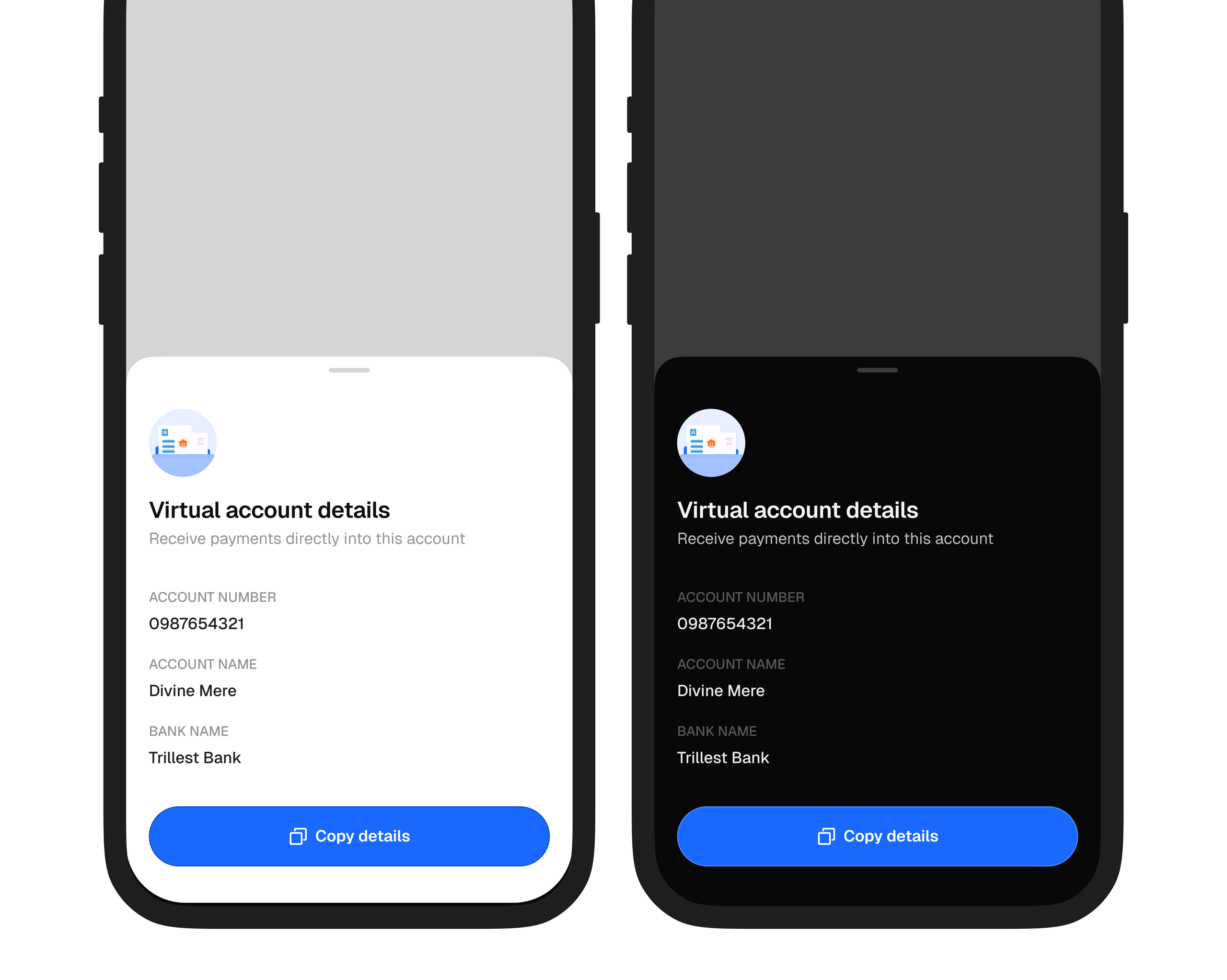Account details UI