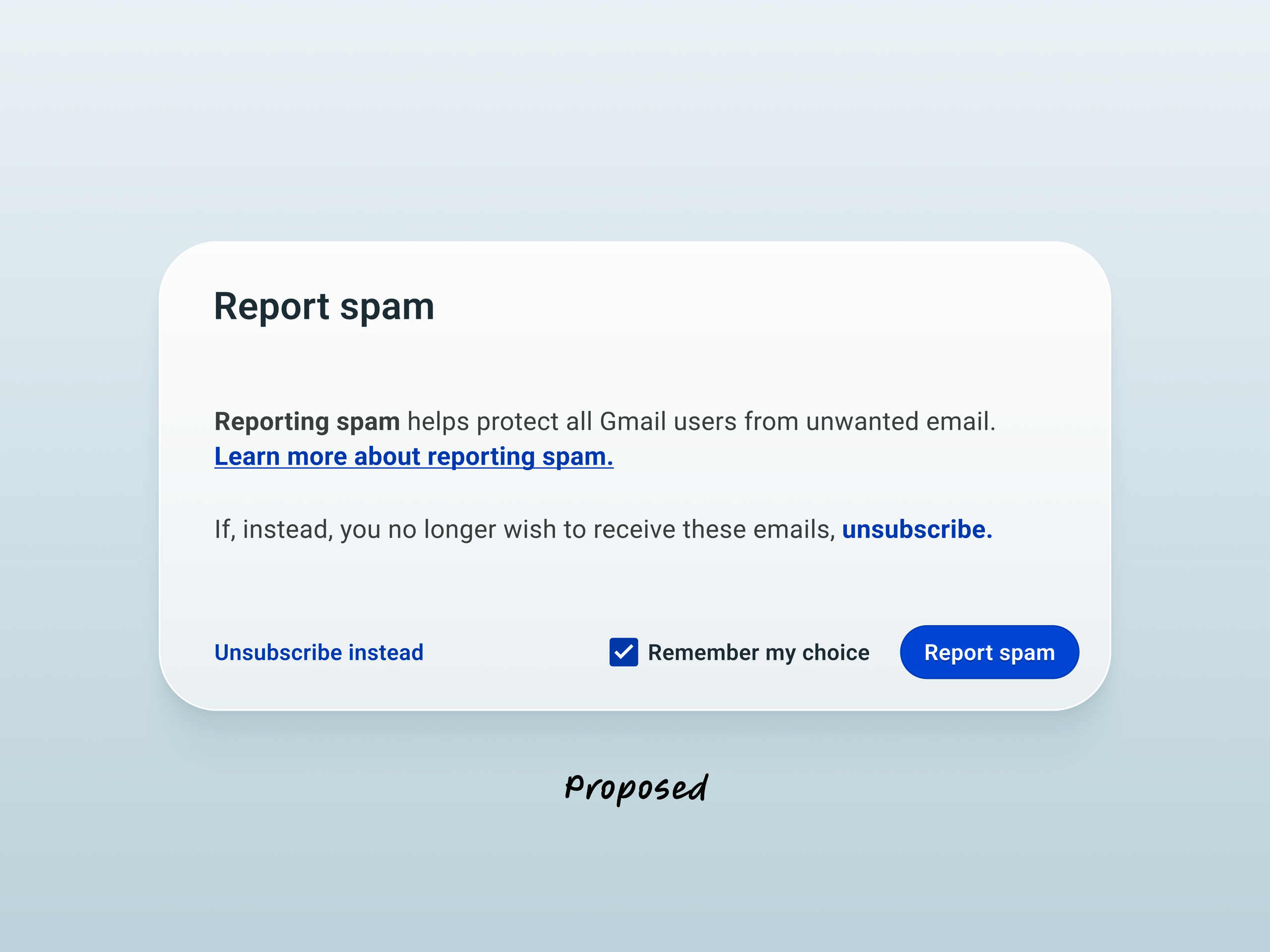 Gmail Report Spam Modal Fixes