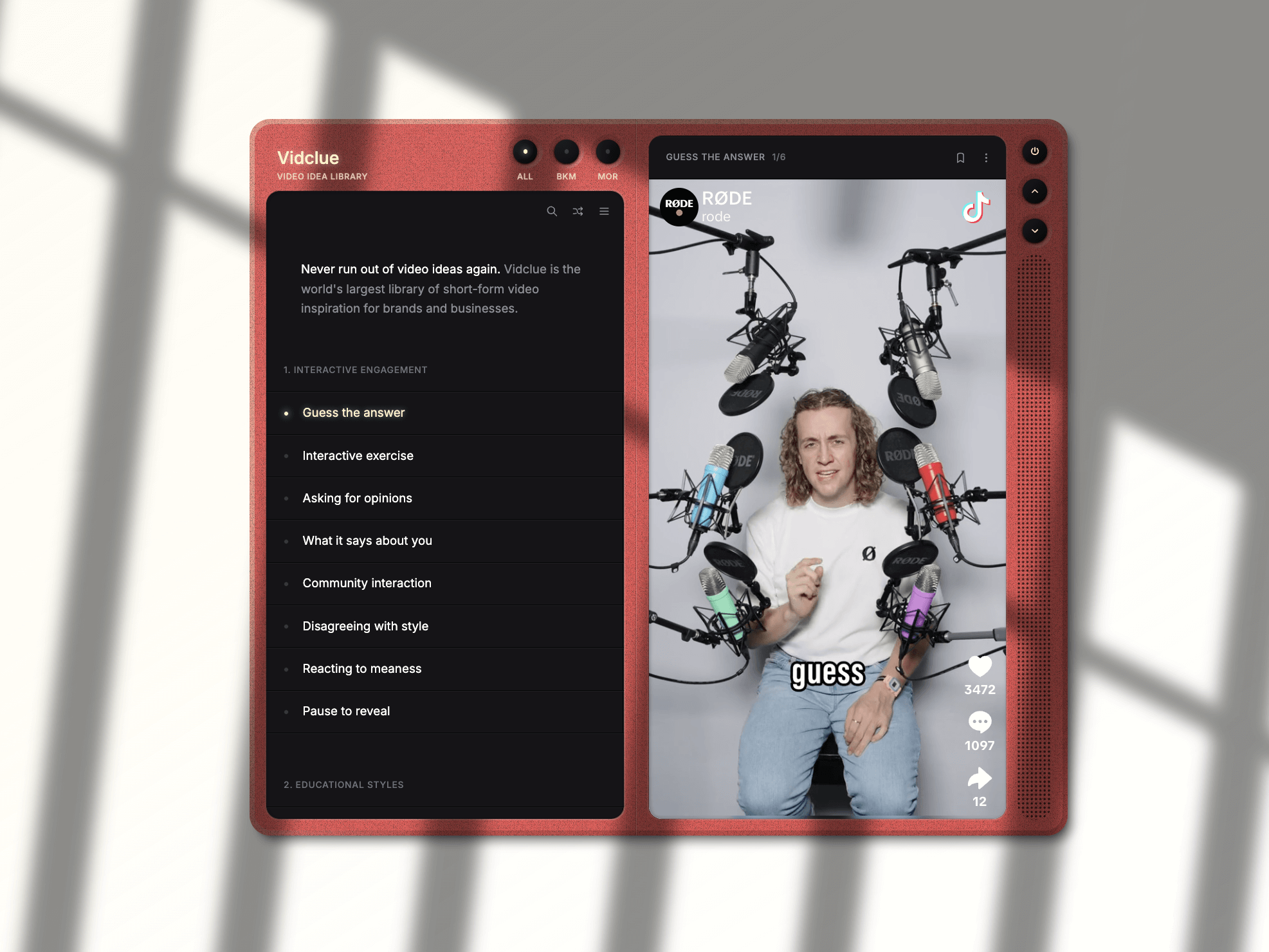 Vidclue.com: video page