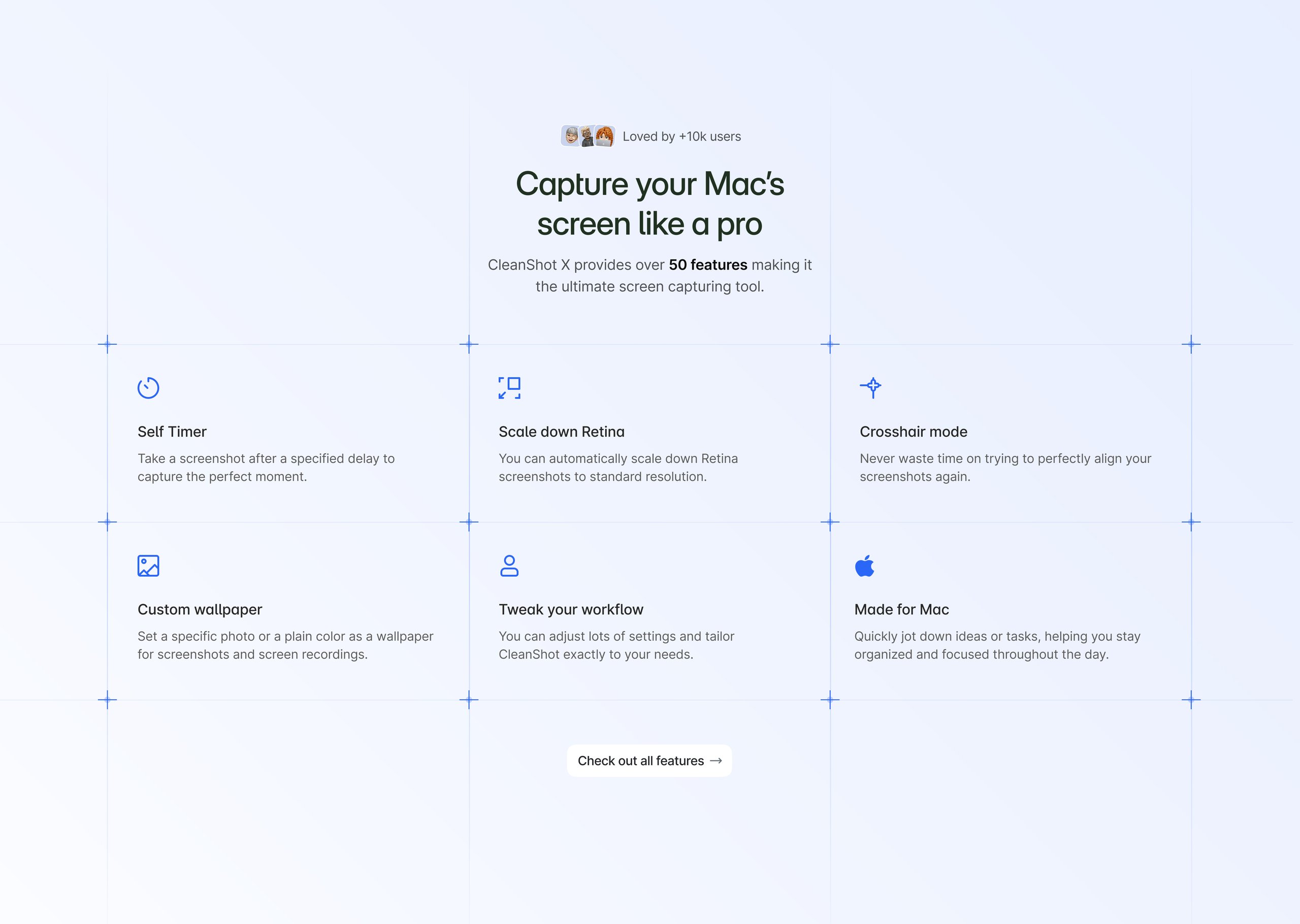 CleanShotX features section