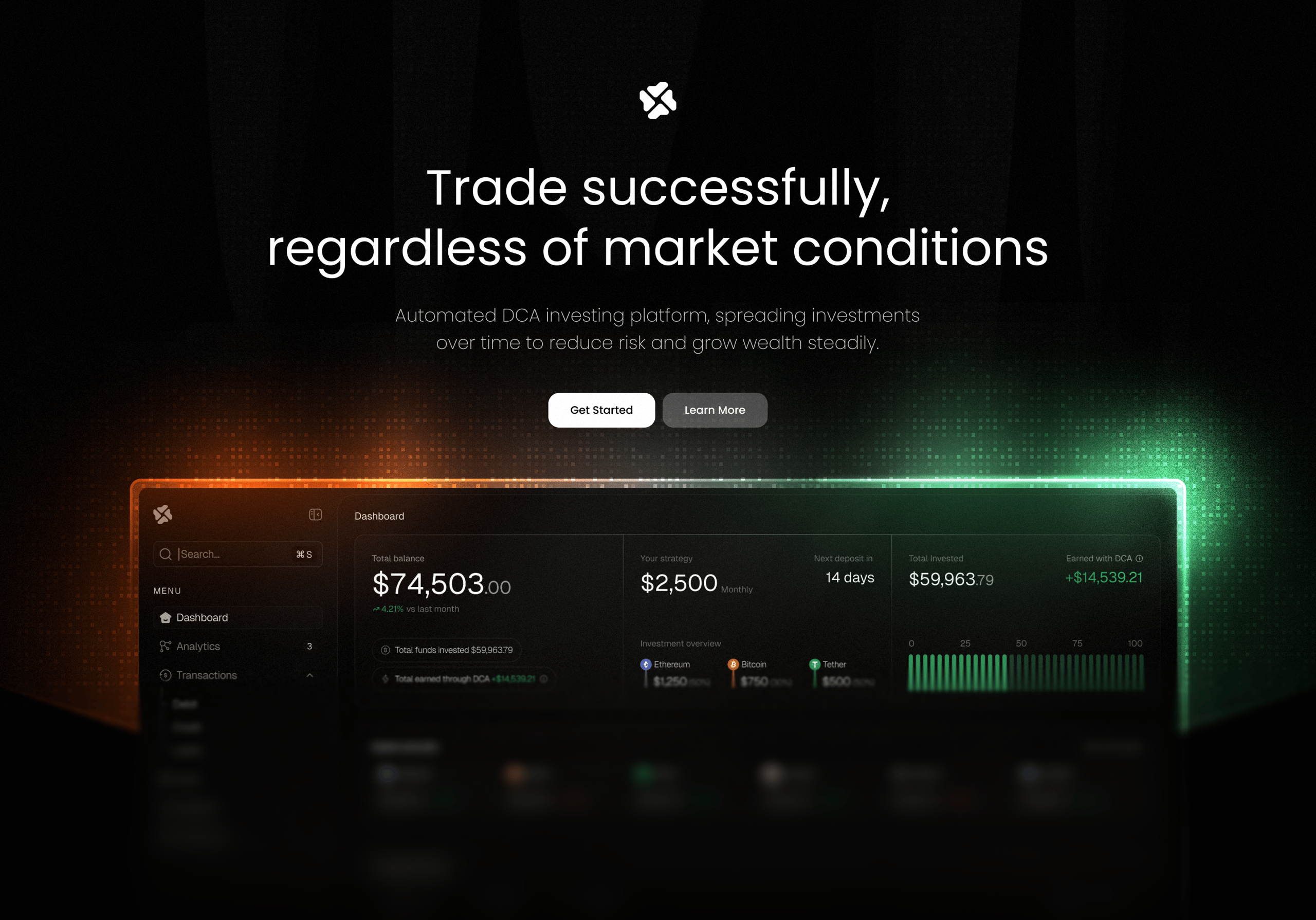 Dashboard hero section