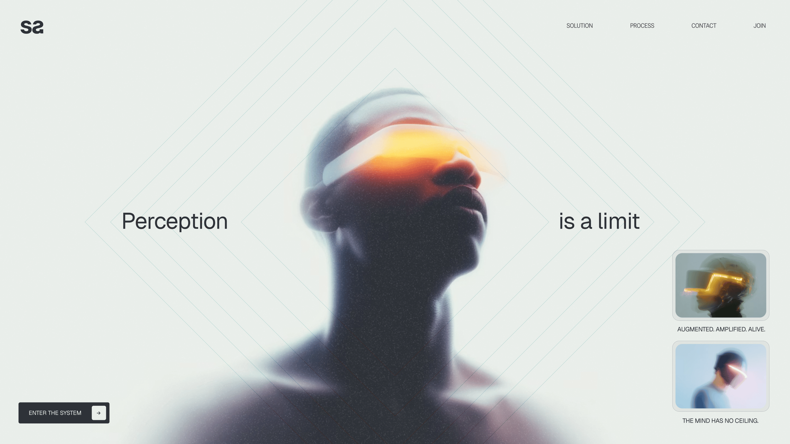 Perception Is A Limit — Futuristic AR/Tech Hero UI with Cinematic Visual Identity